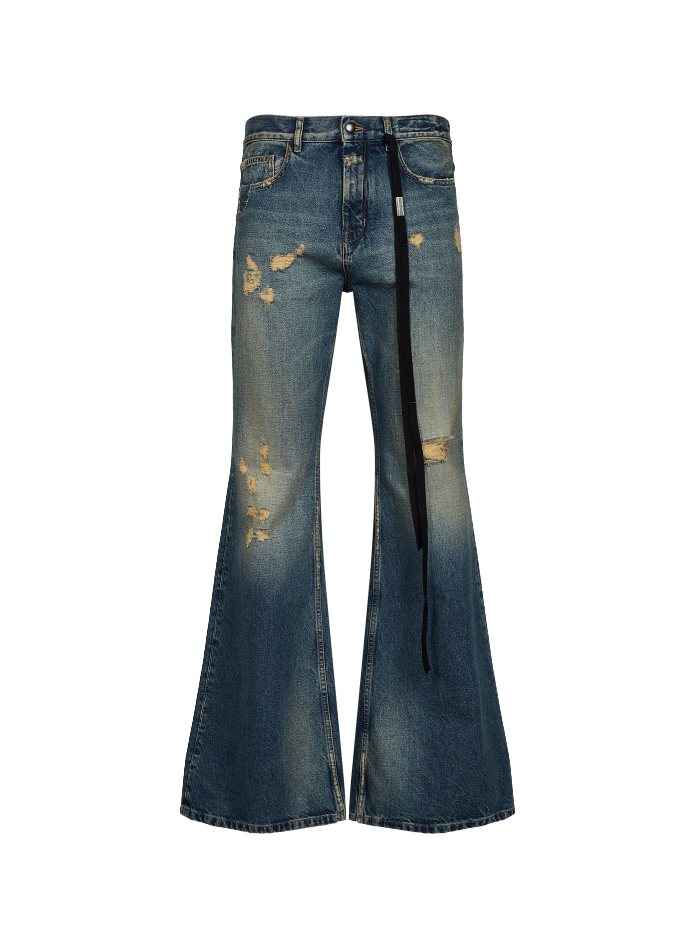 Bootcut washed denim jeans in cotton ANN DEMEULEMEESTER Blue