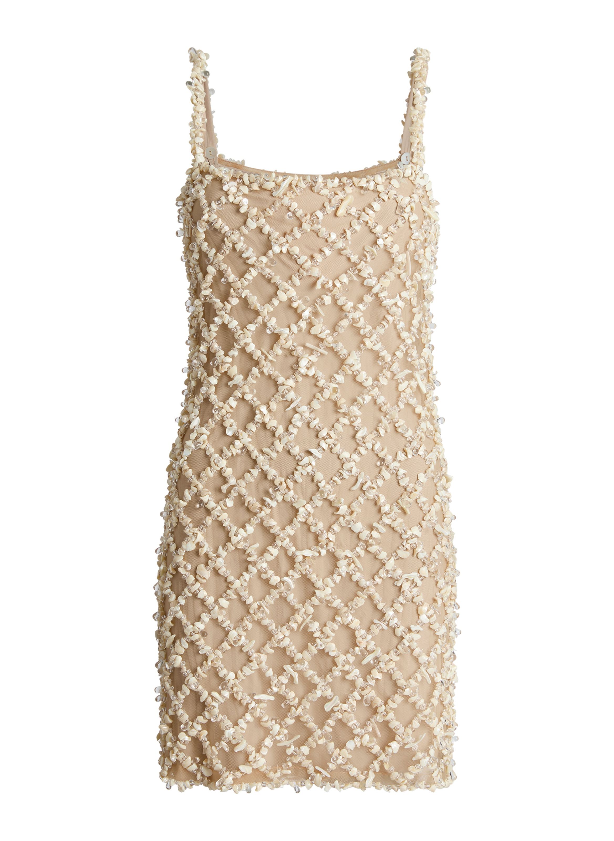 Robe coquillages en résille BALMAIN Beige