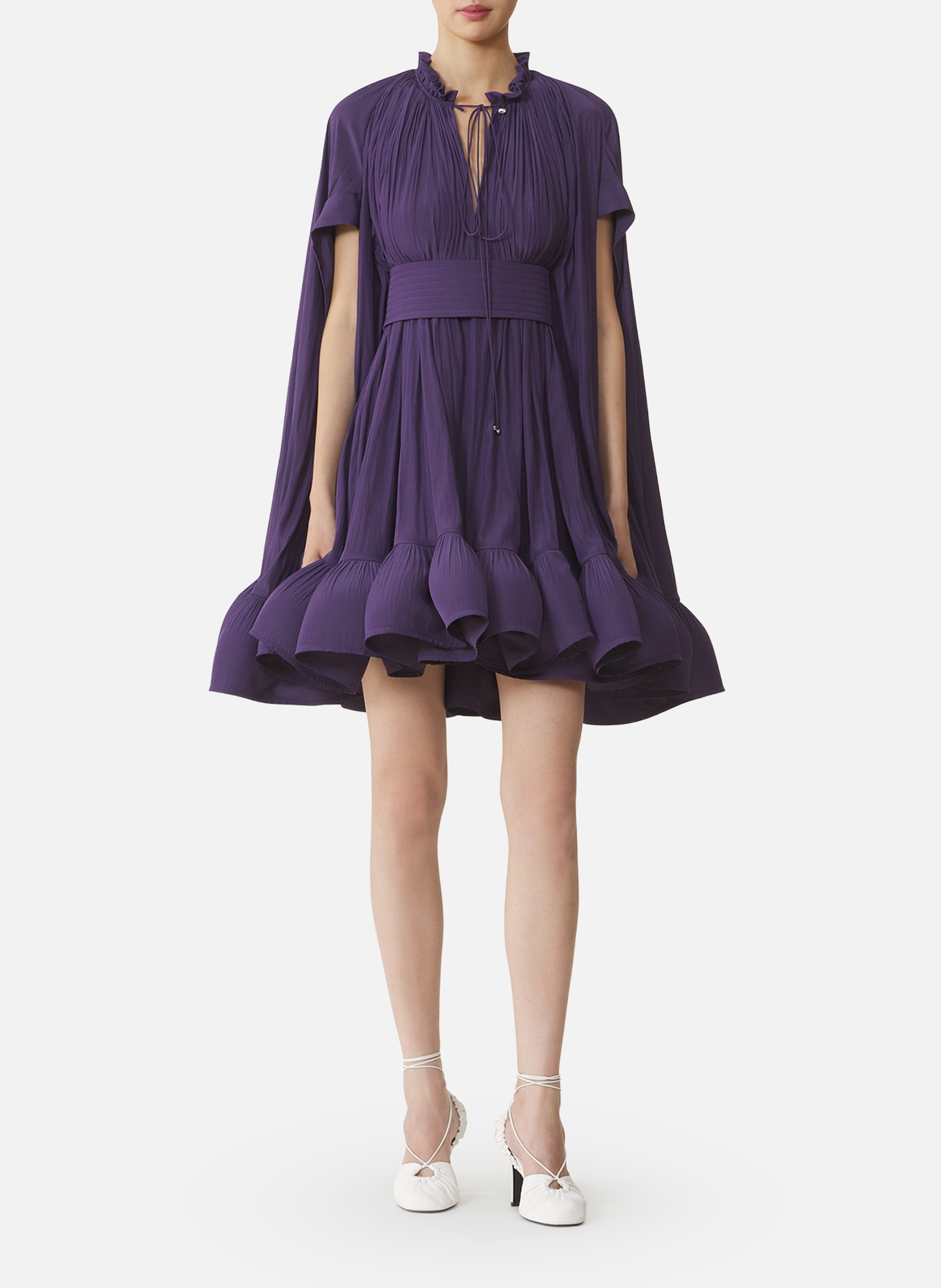 Robe courte en charmeuse LANVIN Violet