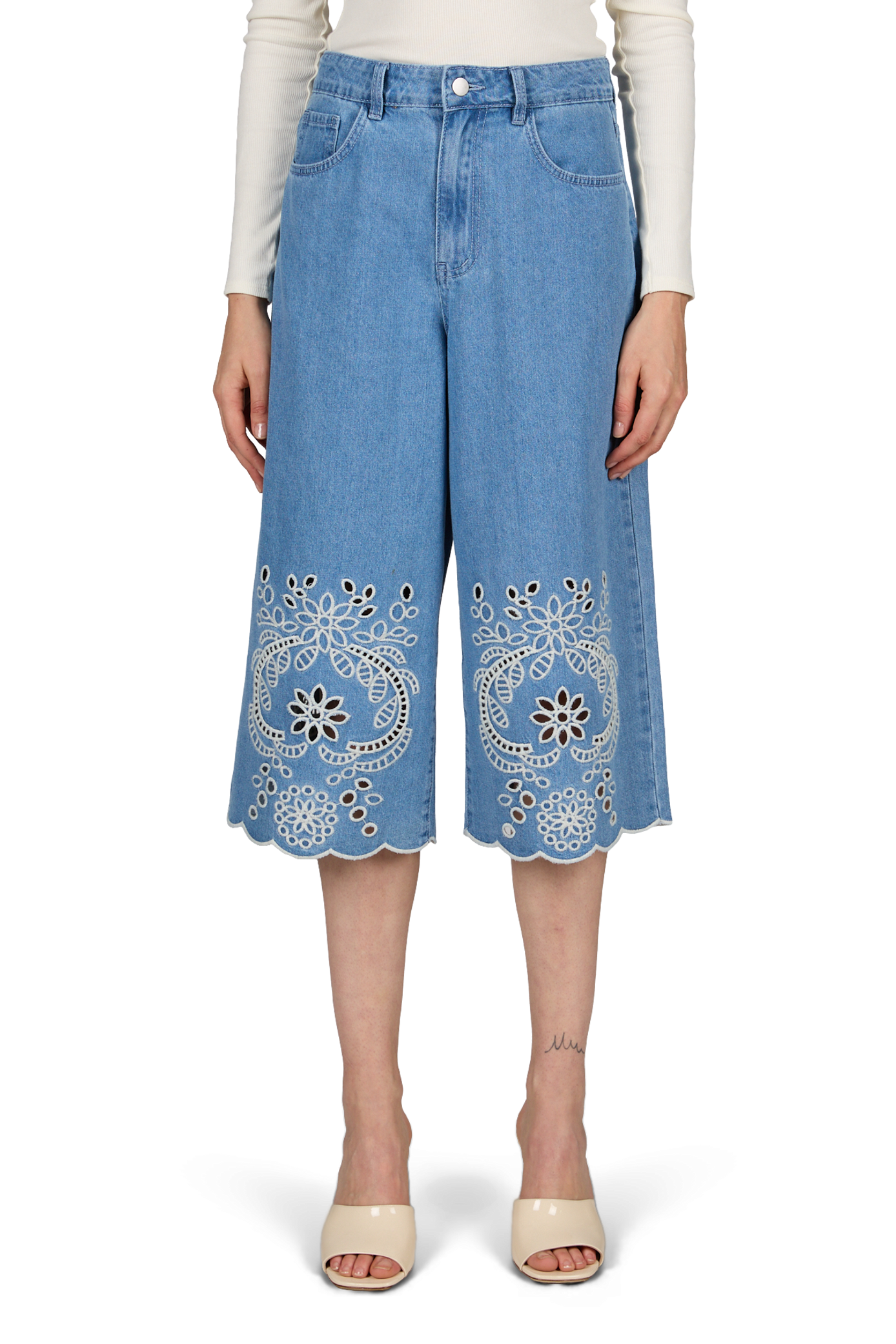 Bermuda droit en coton mélangé OBJECT Bleu