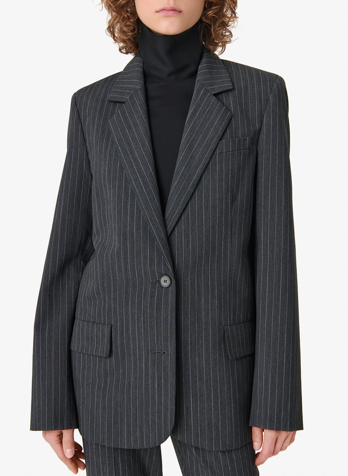 Oversized blazer van gestreepte gemengde wol Kamea. IRO Grijs