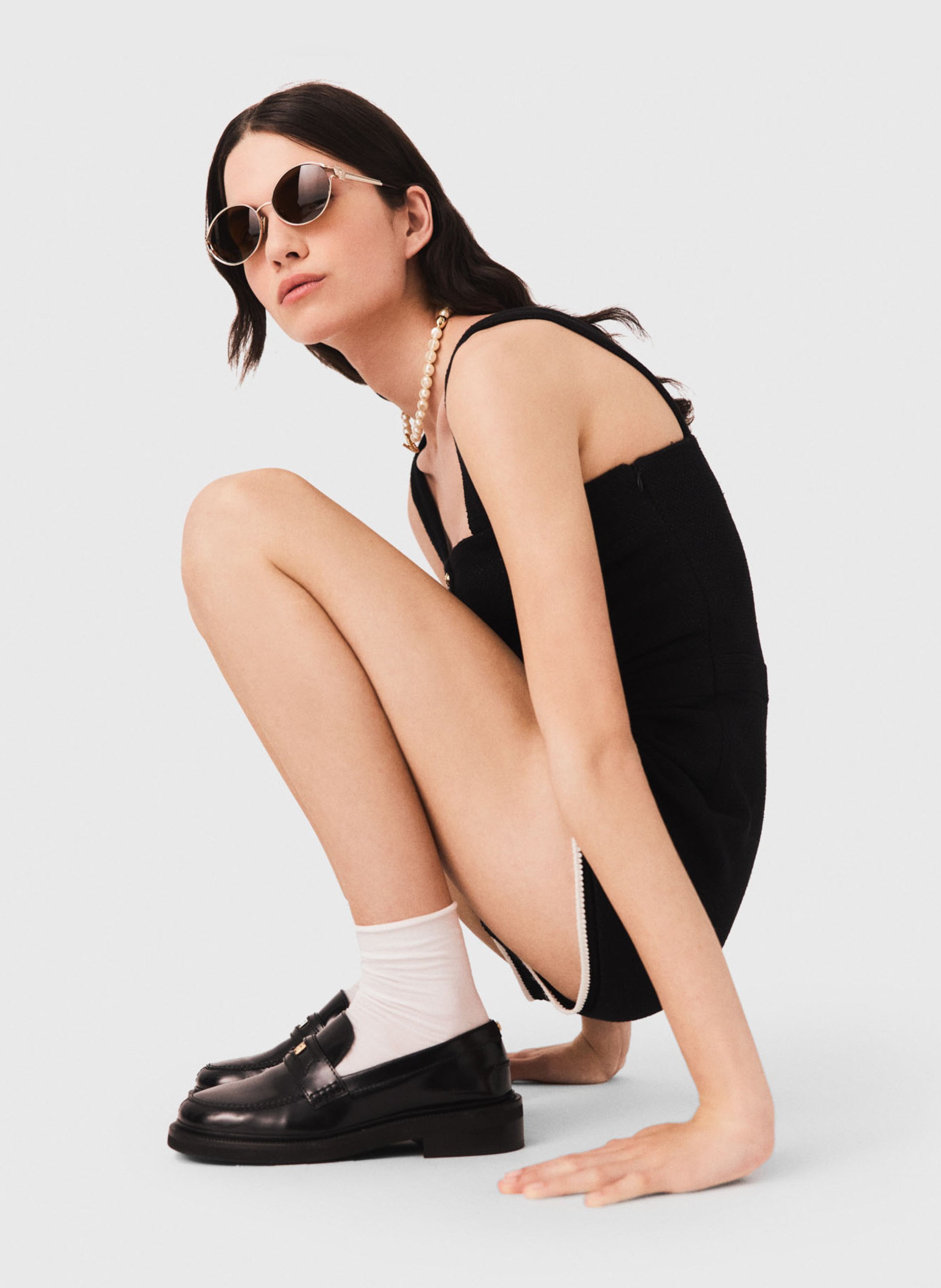 Combishort en coton mélangé MAJE Noir