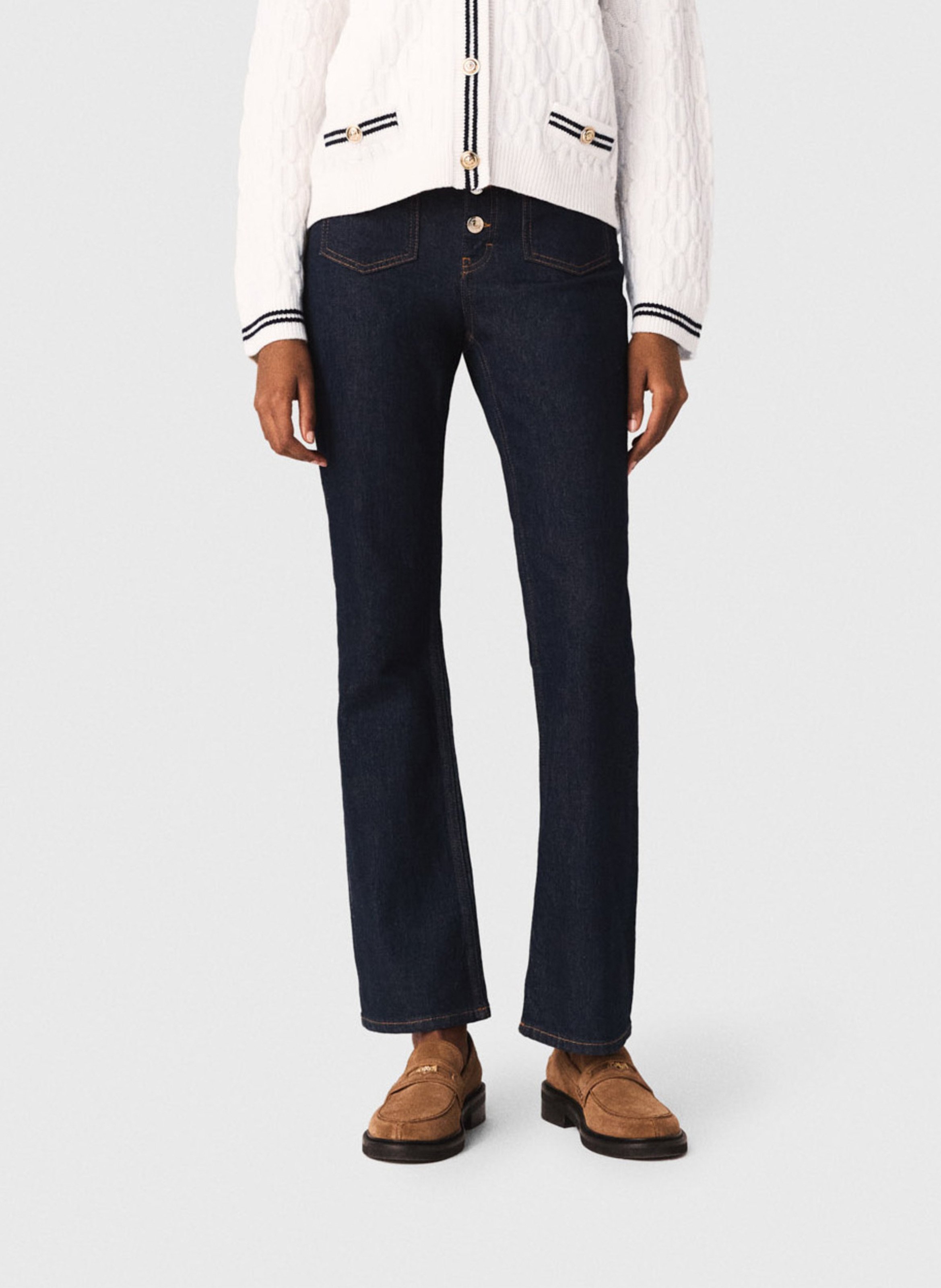 Jean droit taille haute MAJE Bleu