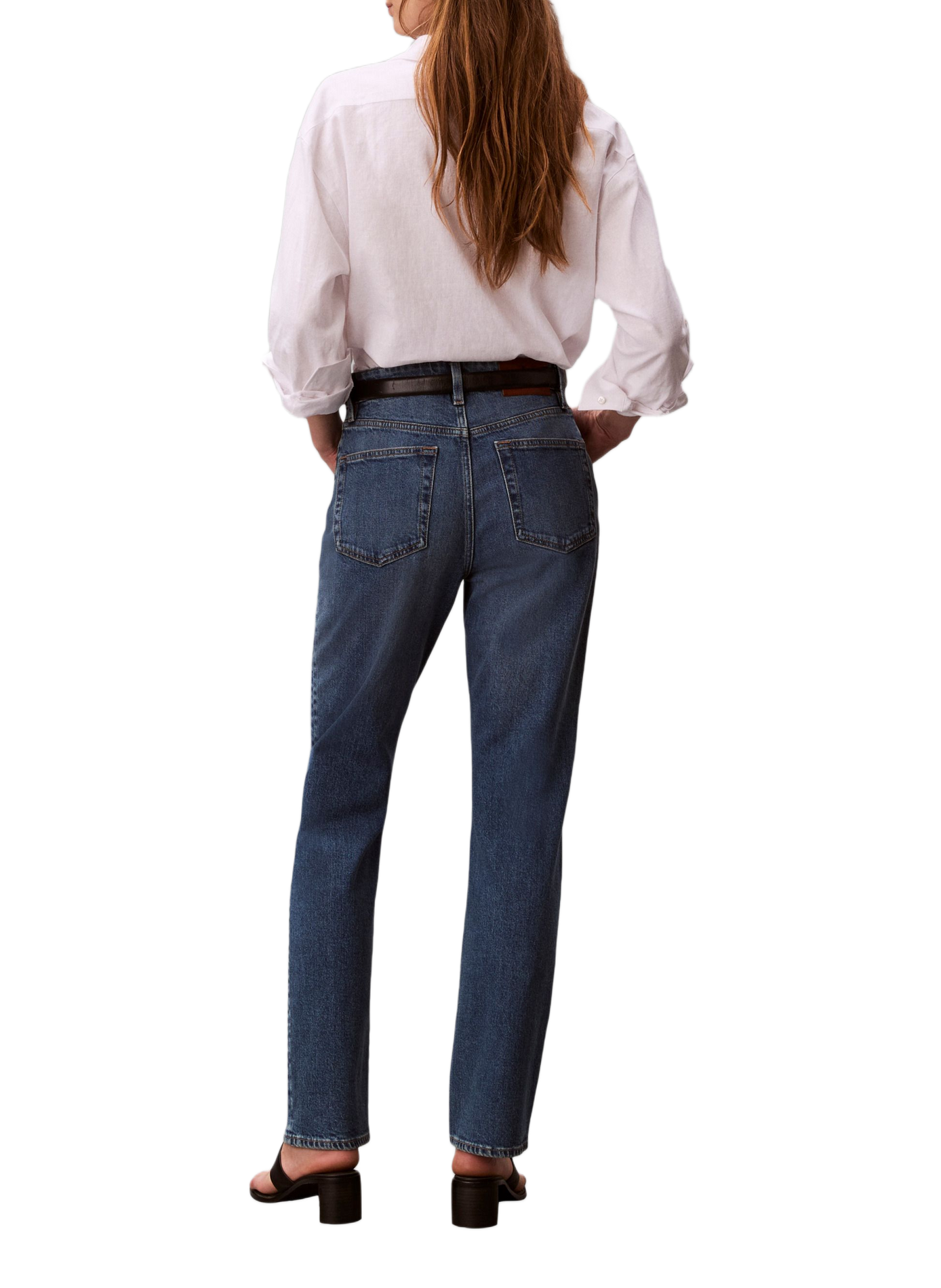 High-waisted straight leg jeans in a cotton blend CALVIN KLEIN Blue