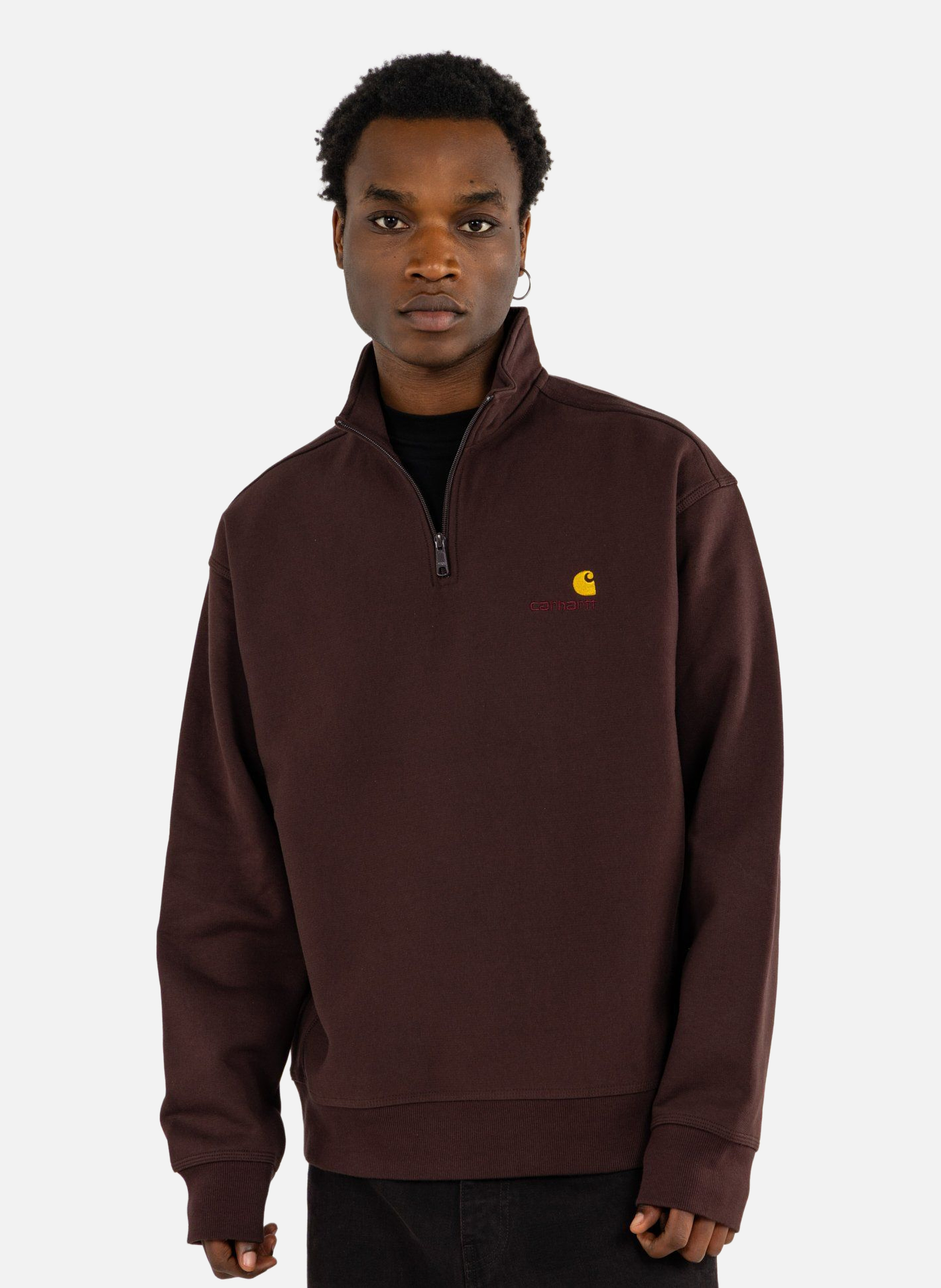 Sweat zippé half zip american script CARHARTT WIP Marron