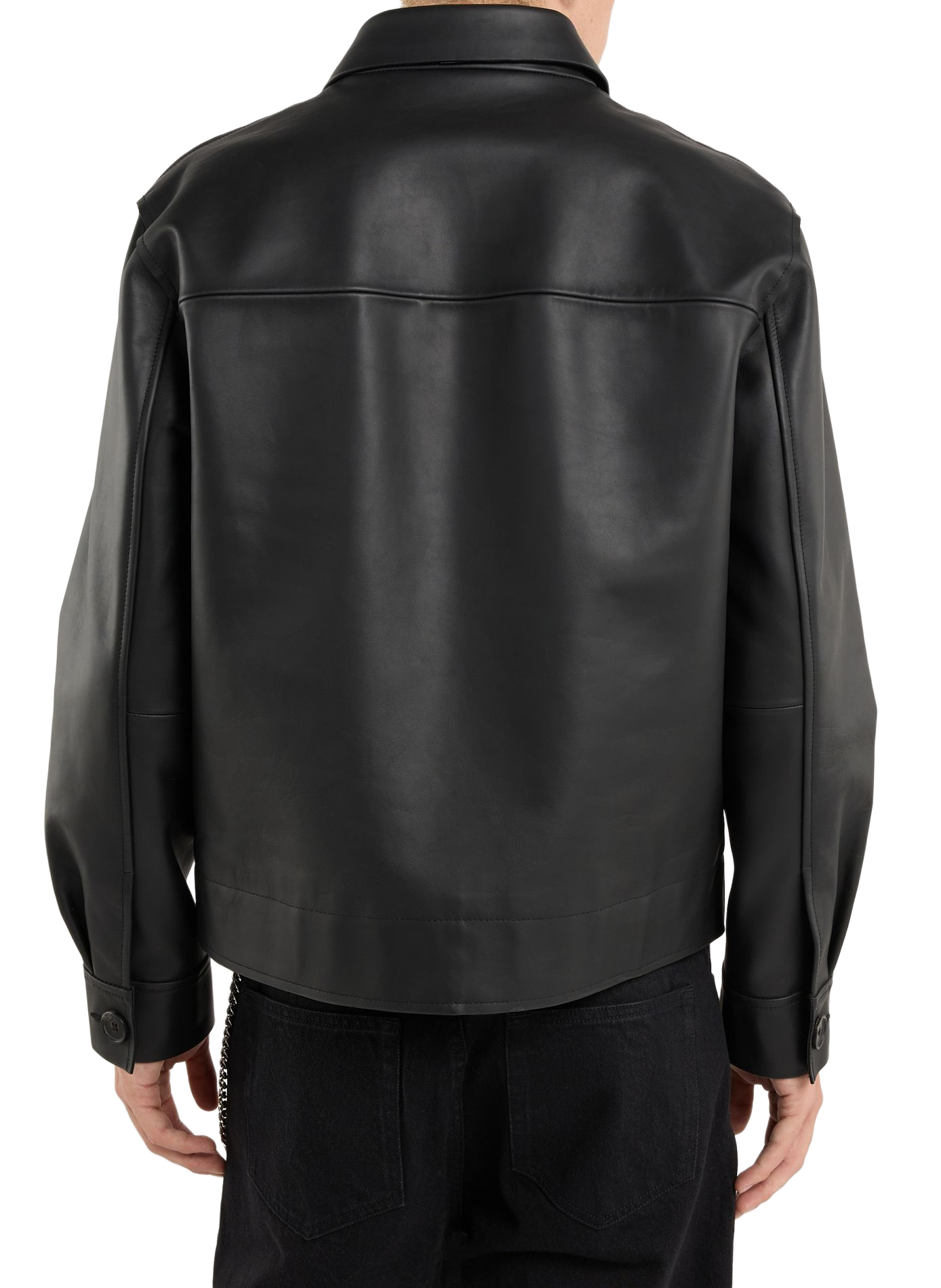 Gerader Lederblouson mit Knopfleiste SAISON 1865 Schwarz