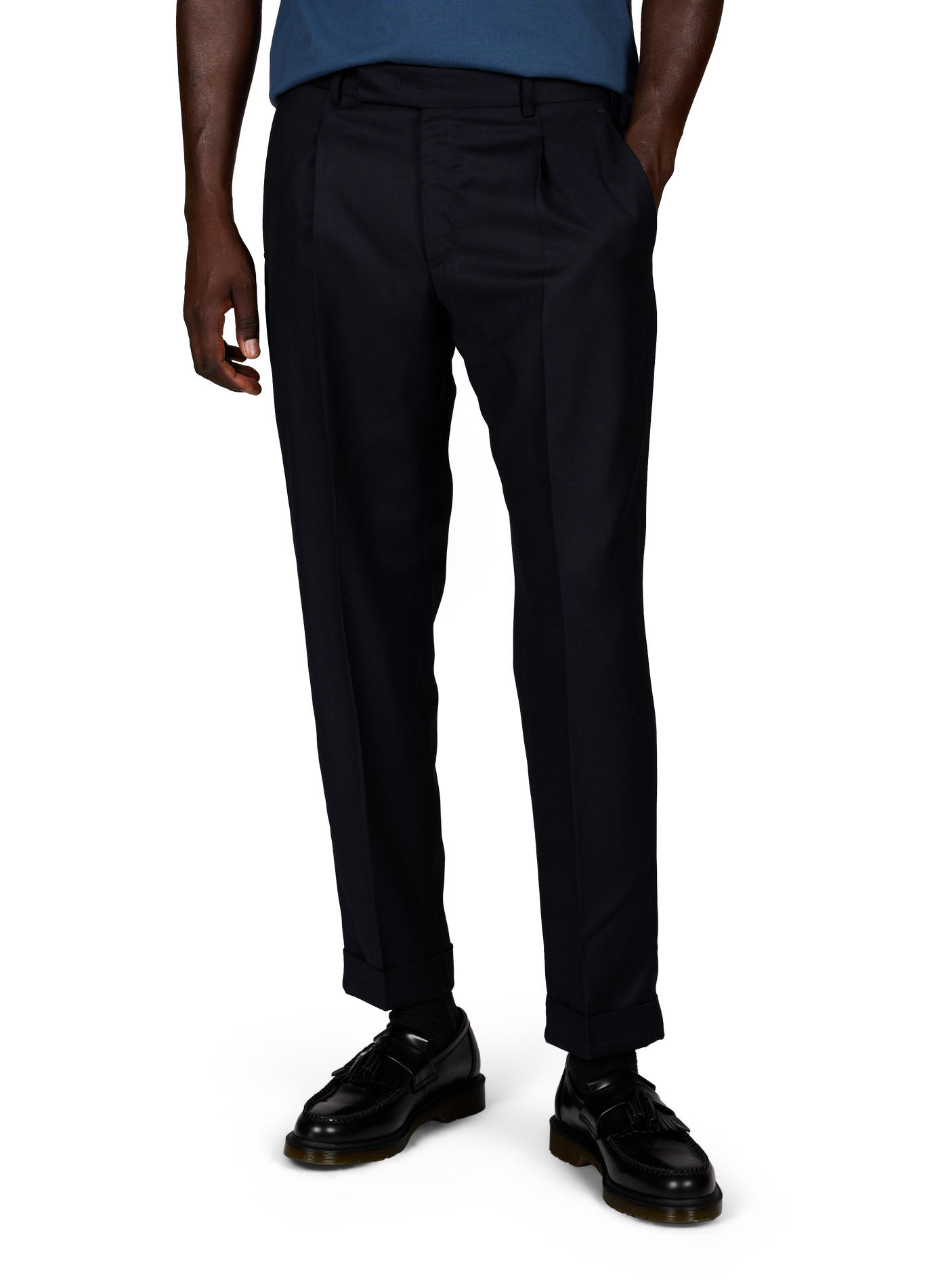 Virgin wool pleated trousers PT01 Blue