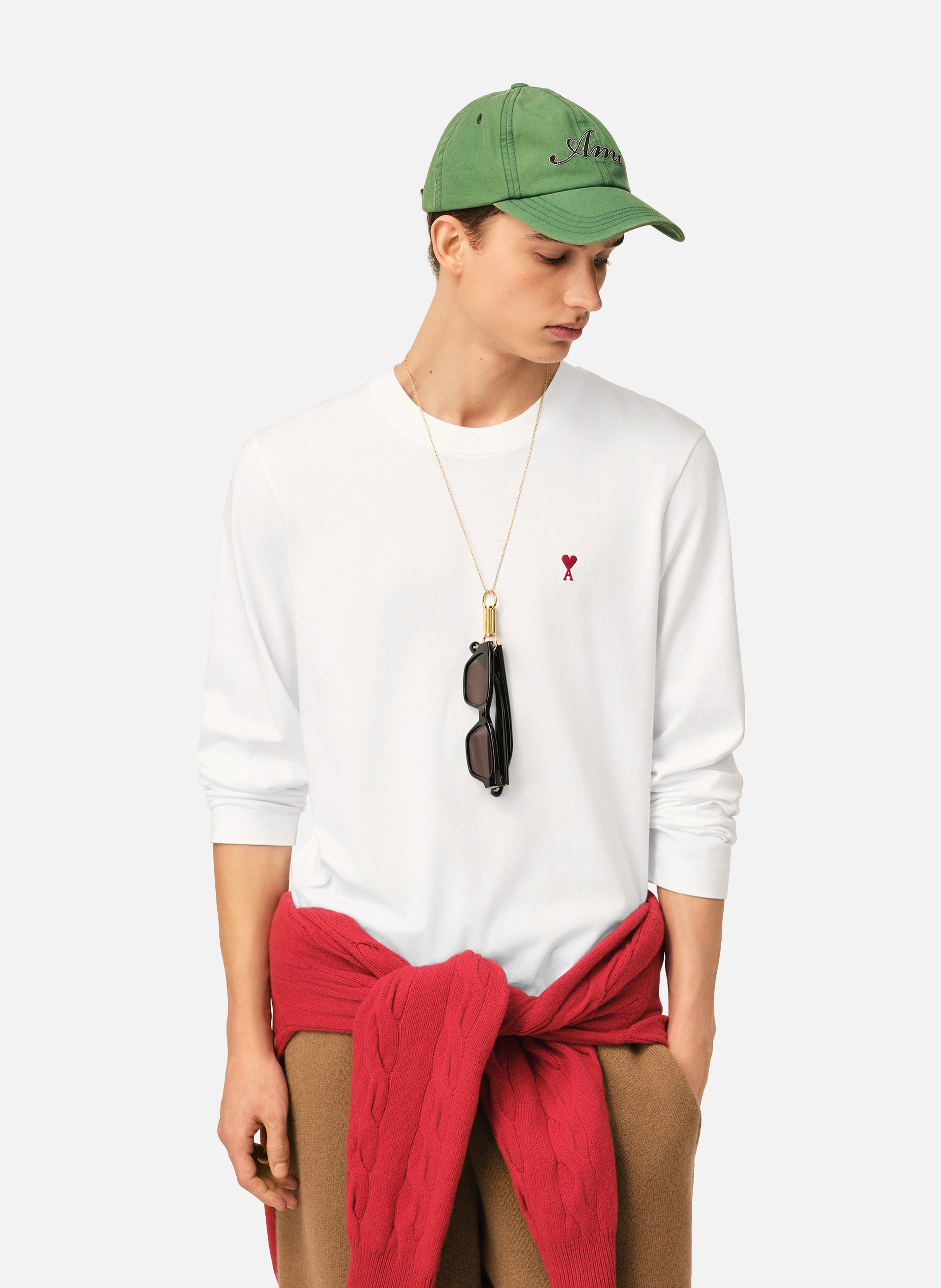T-shirt manches longues ami de coeur rouge unisexe AMI PARIS Blanc