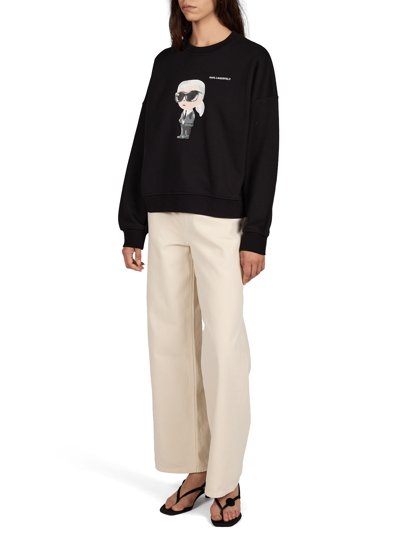 Sweat col rond en coton mélangé KARL LAGERFELD Noir