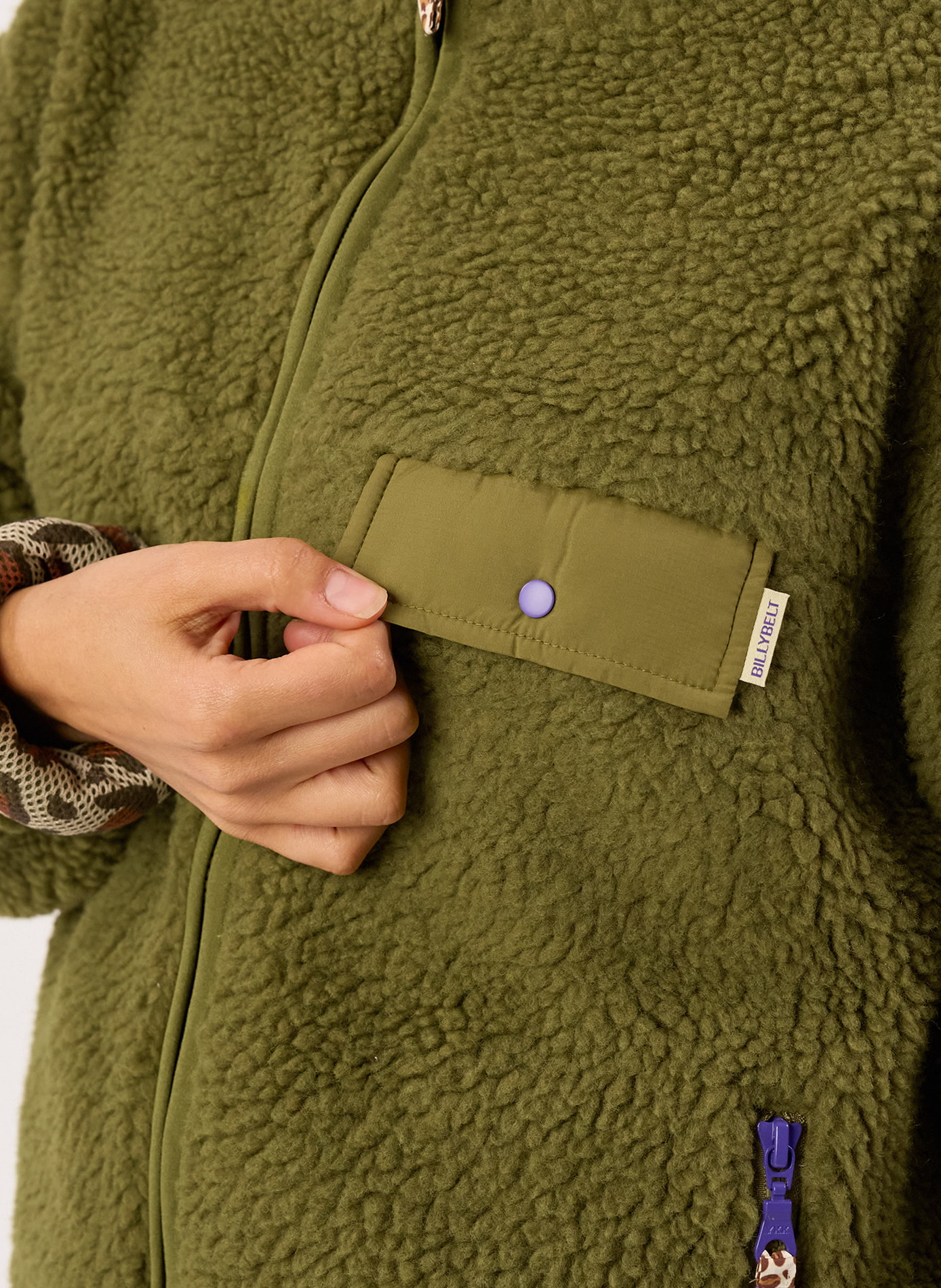 Veste sherpa zippée manches longues BILLYBELT Vert