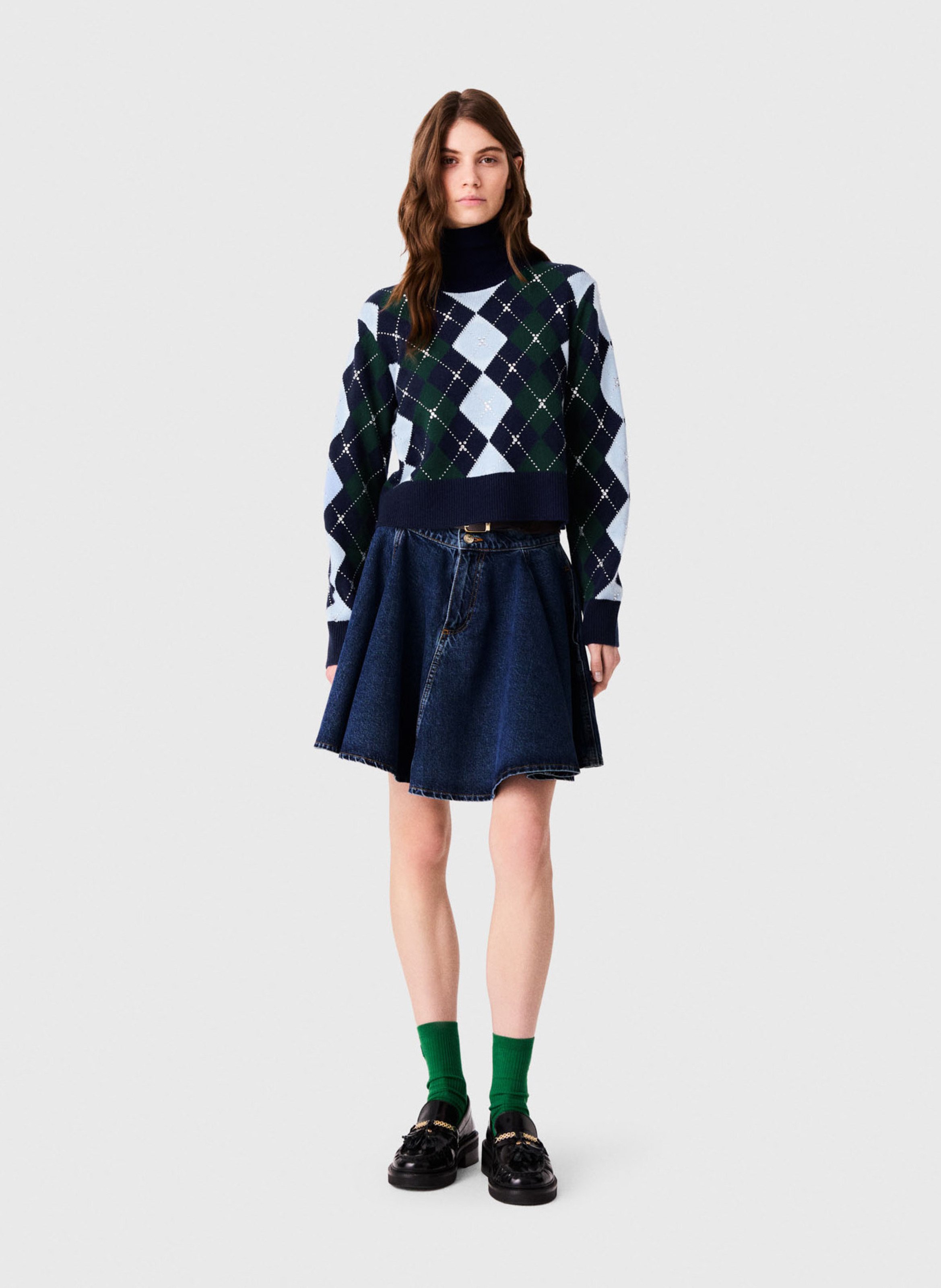 Pull droit en laine MAJE Bleu
