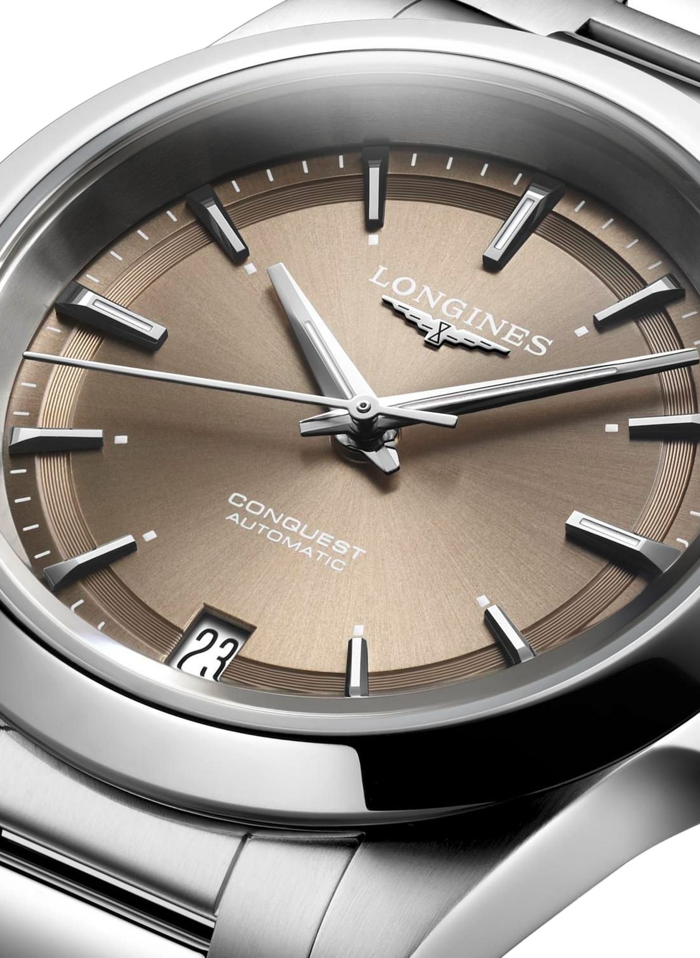 Monte automatique Conquest 2023 en acier inoxydable LONGINES Blanc