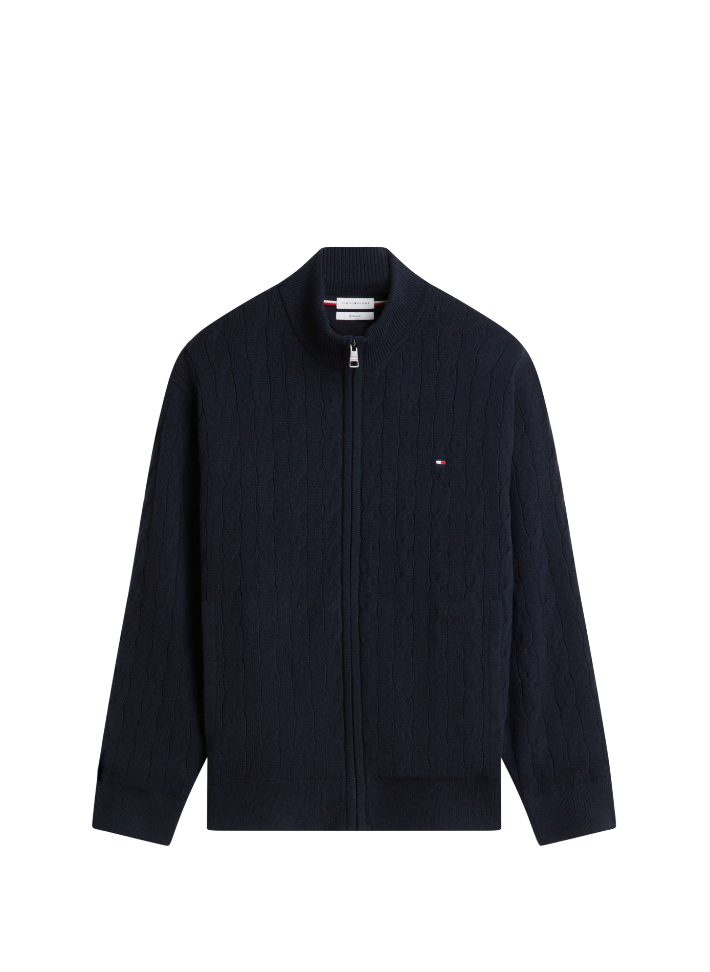 Pull droit col montant torsadé en laine TOMMY HILFIGER Bleu