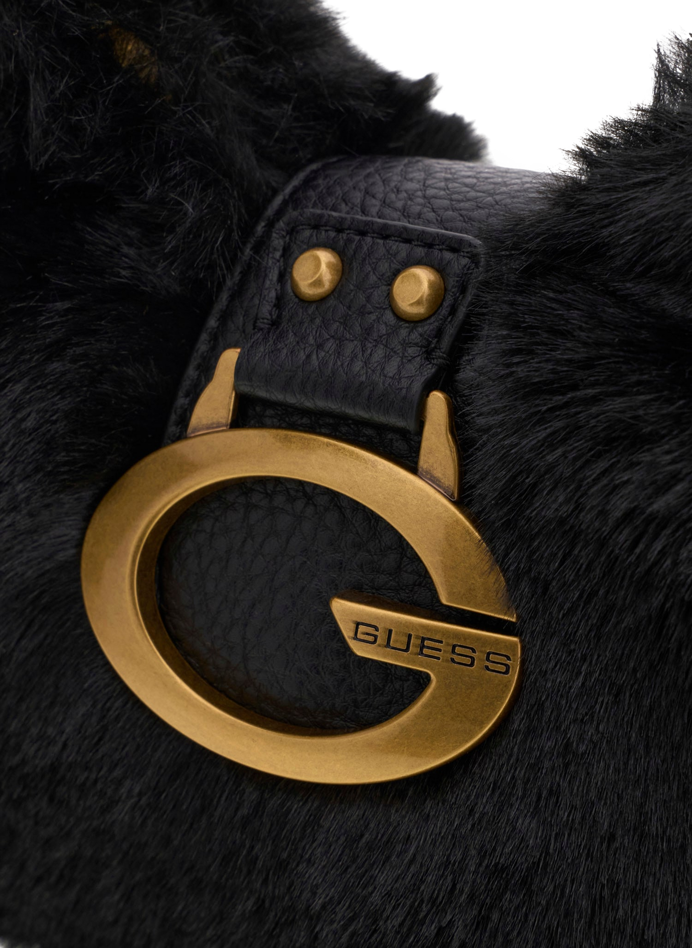 Mini Camden shoulder bag in faux fur effect GUESS Black