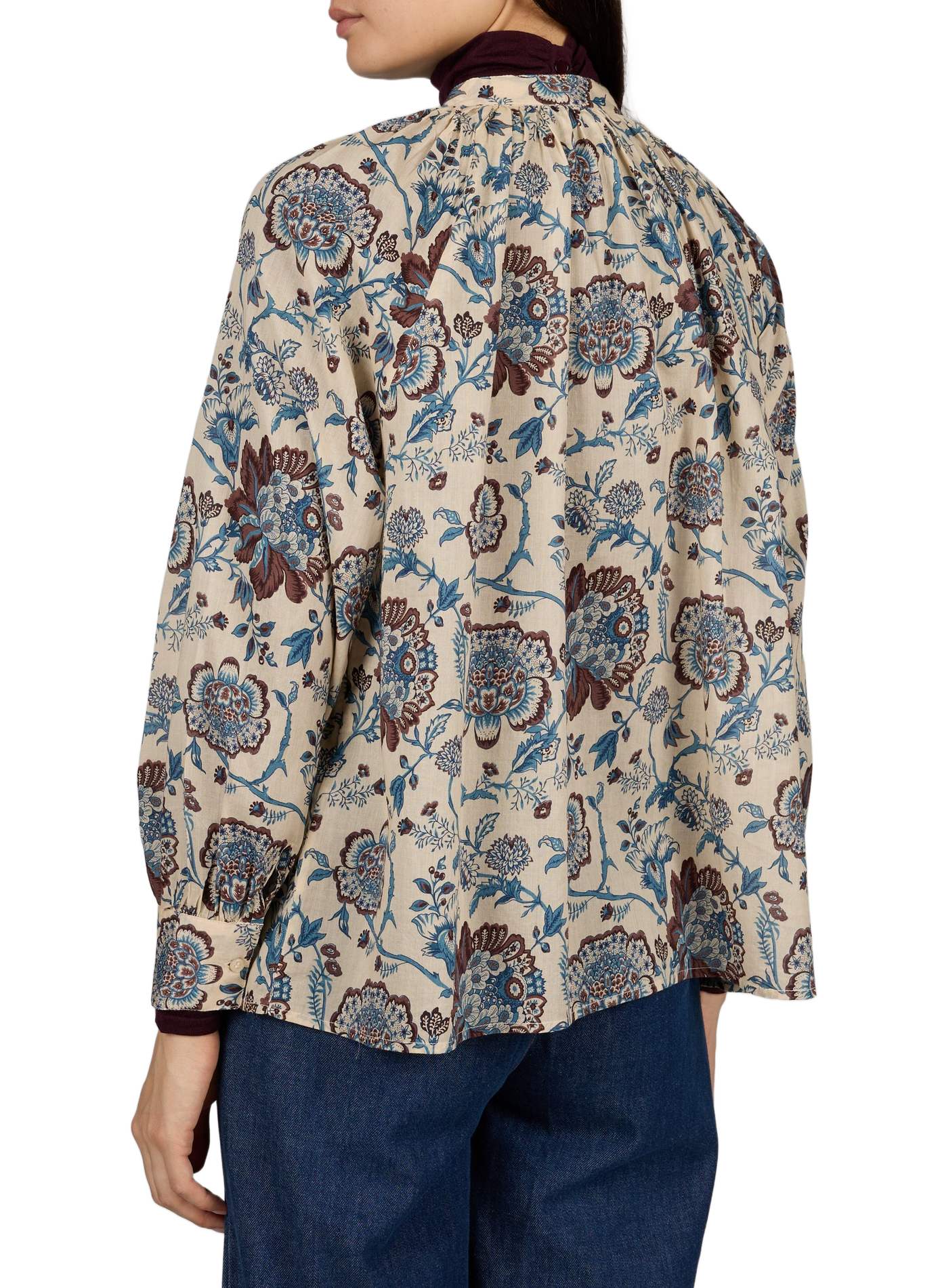 Round neck printed cotton shirt PETITE MENDIGOTE Beige