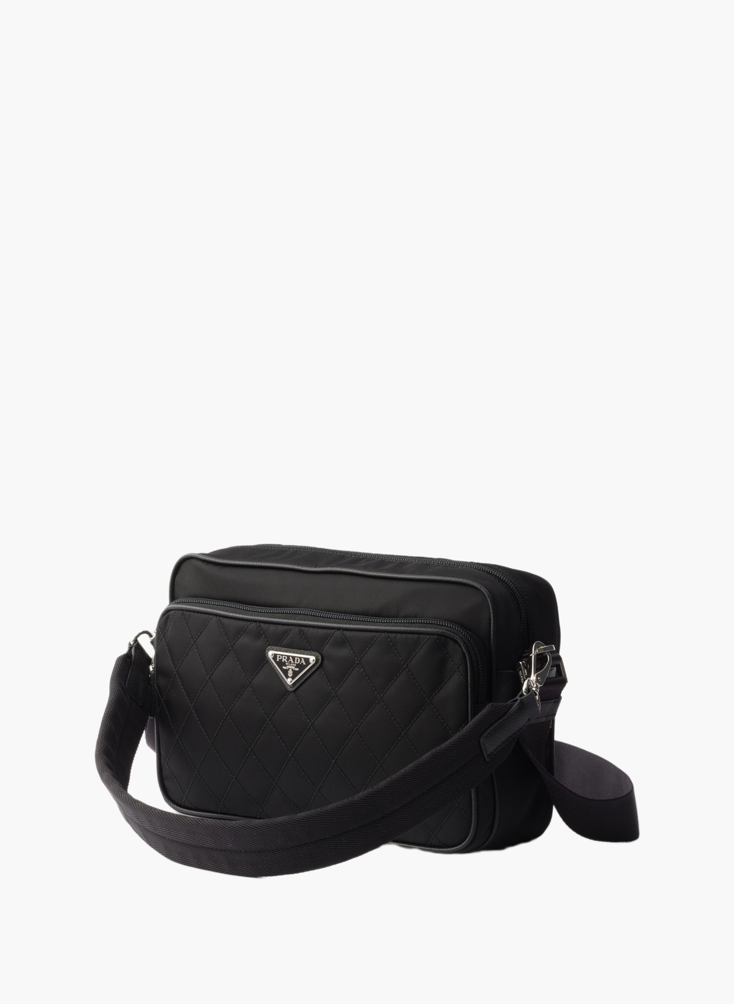 Sac porté épaule en re-nylon et cuir PRADA Noir