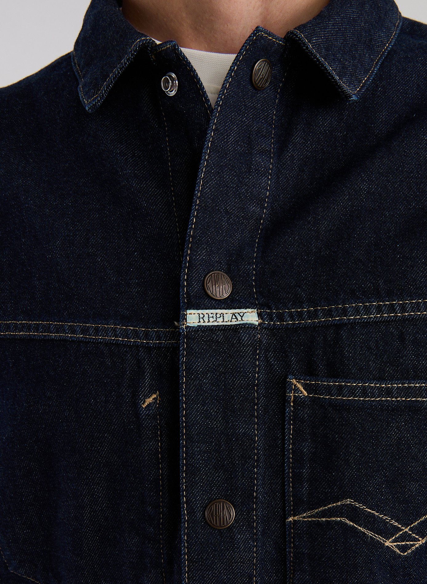 Veste droite en denim de coton REPLAY Bleu
