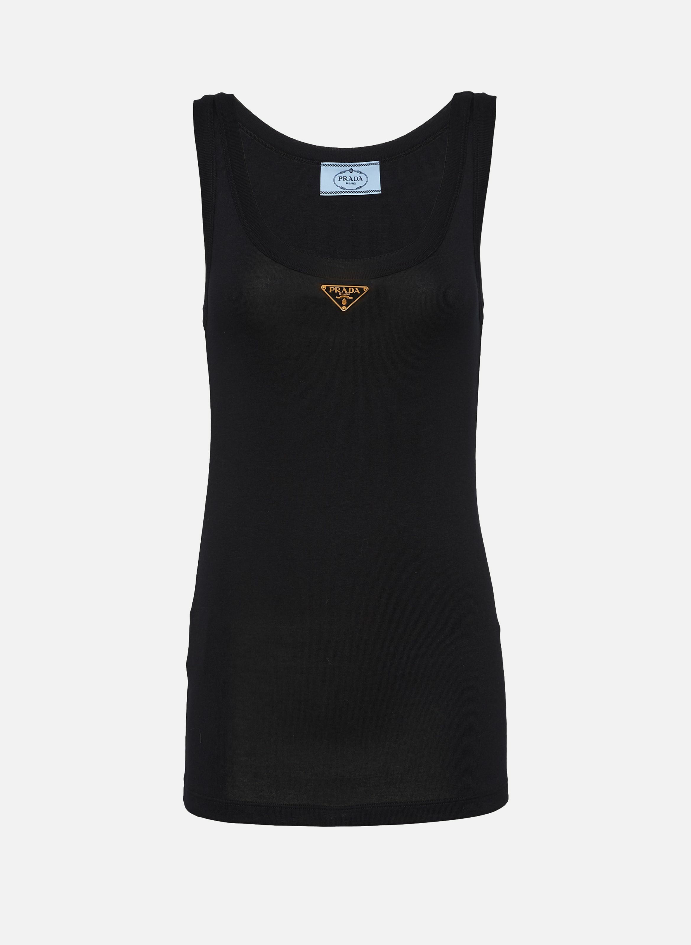 Débardeur en maille côtelée PRADA Noir