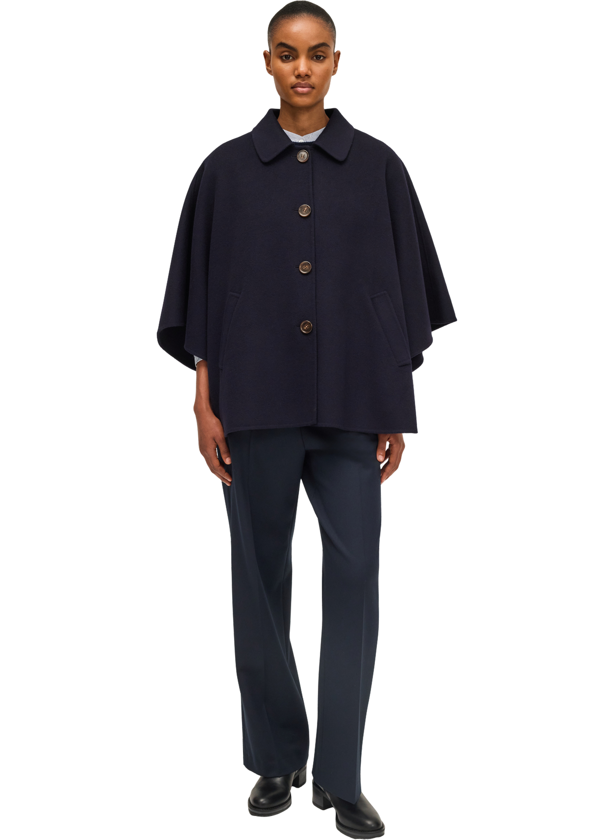Manteau cape en laine - maeline PABLO Bleu