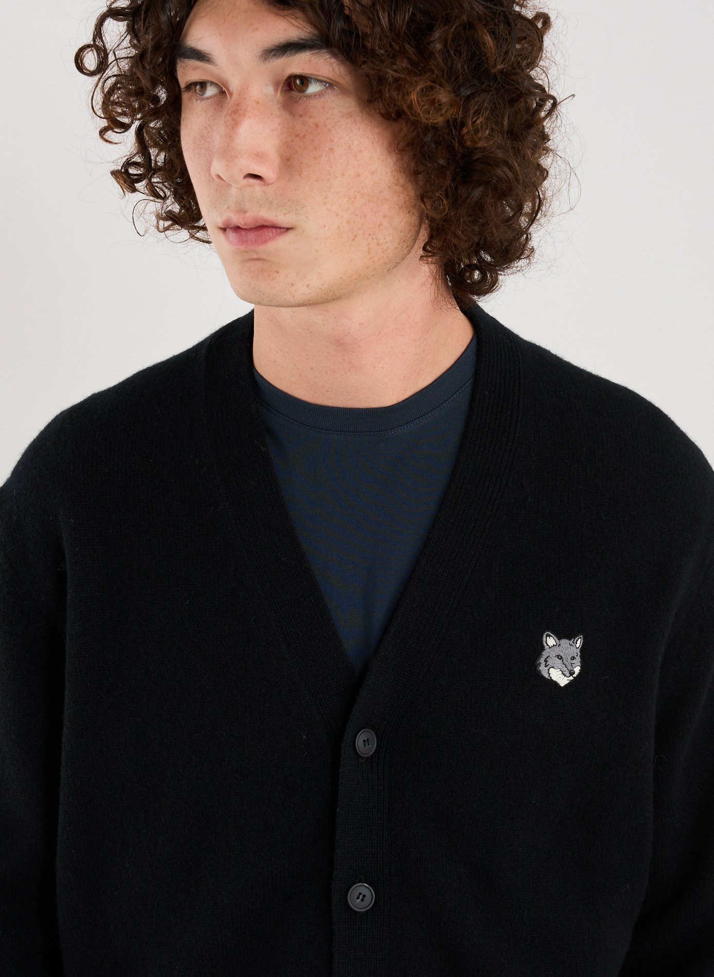 V-neck wool cardigan MAISON KITSUNÉ Black