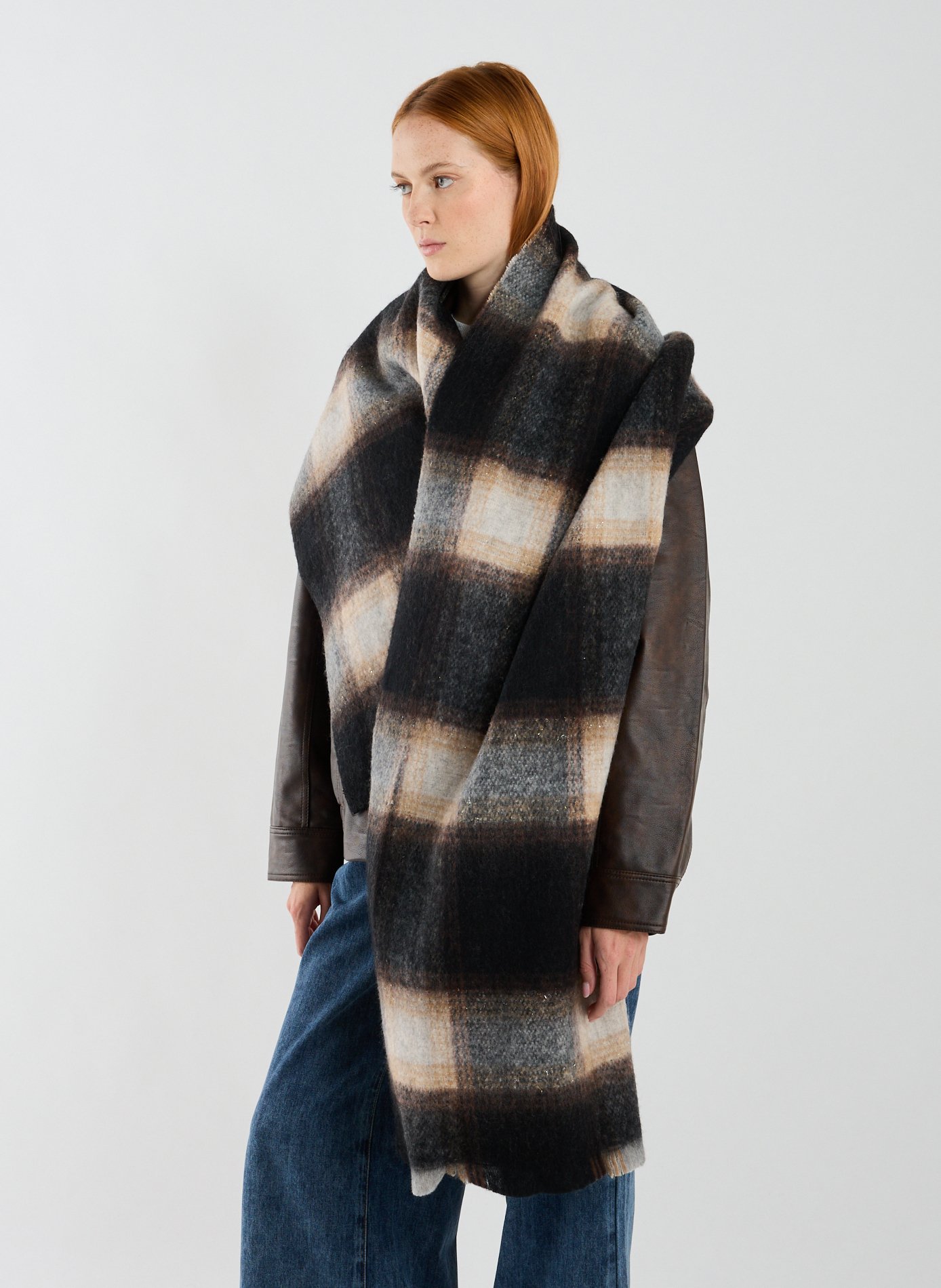 Echarpe à carreaux SAISON 1865 Noir