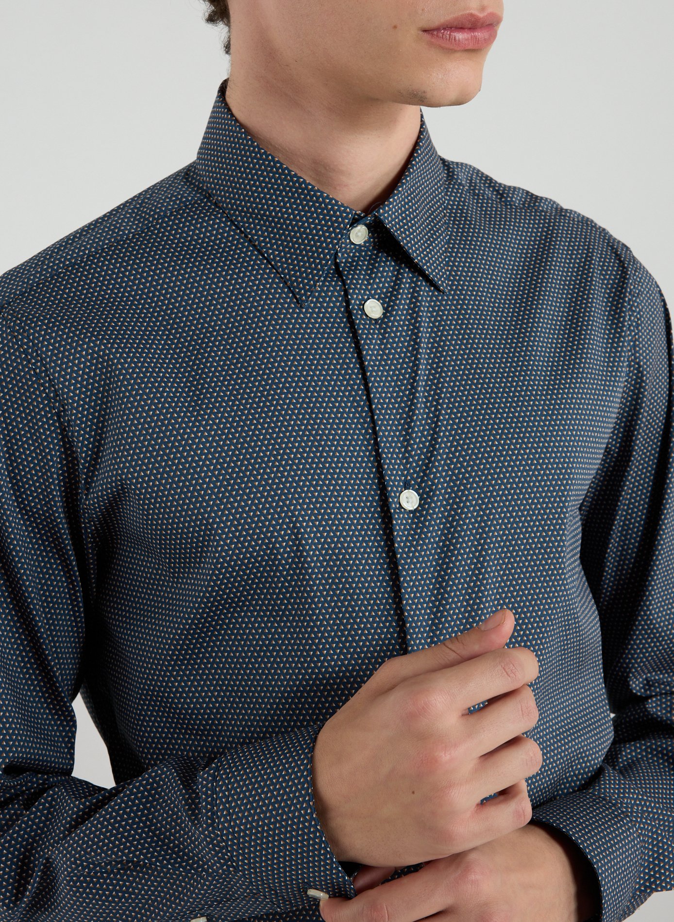 Straight cut cotton Shirt AU PRINTEMPS PARIS Blue