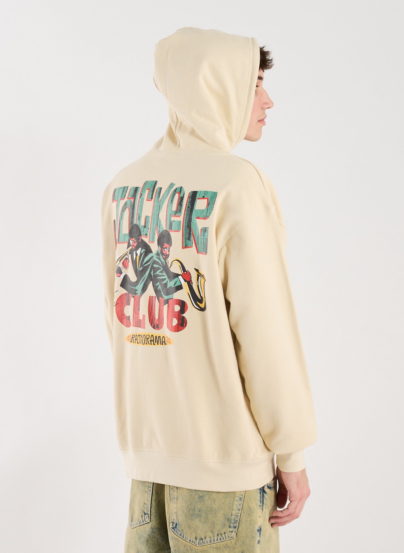 Sweat sérigraphié à capuche en coton JACKER. Beige