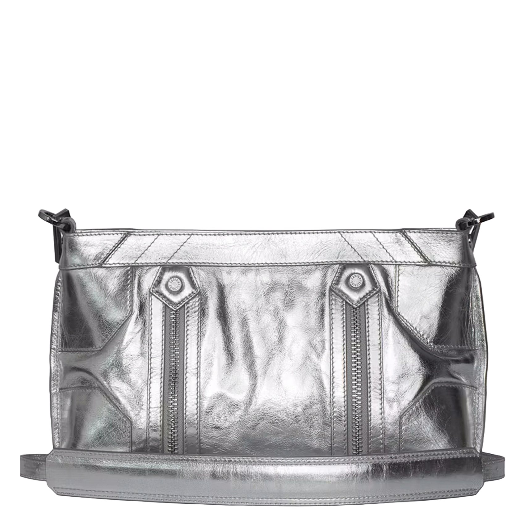 Sac porté épaule en cuir métallisé sunny moody ZADIG&VOLTAIRE Gris