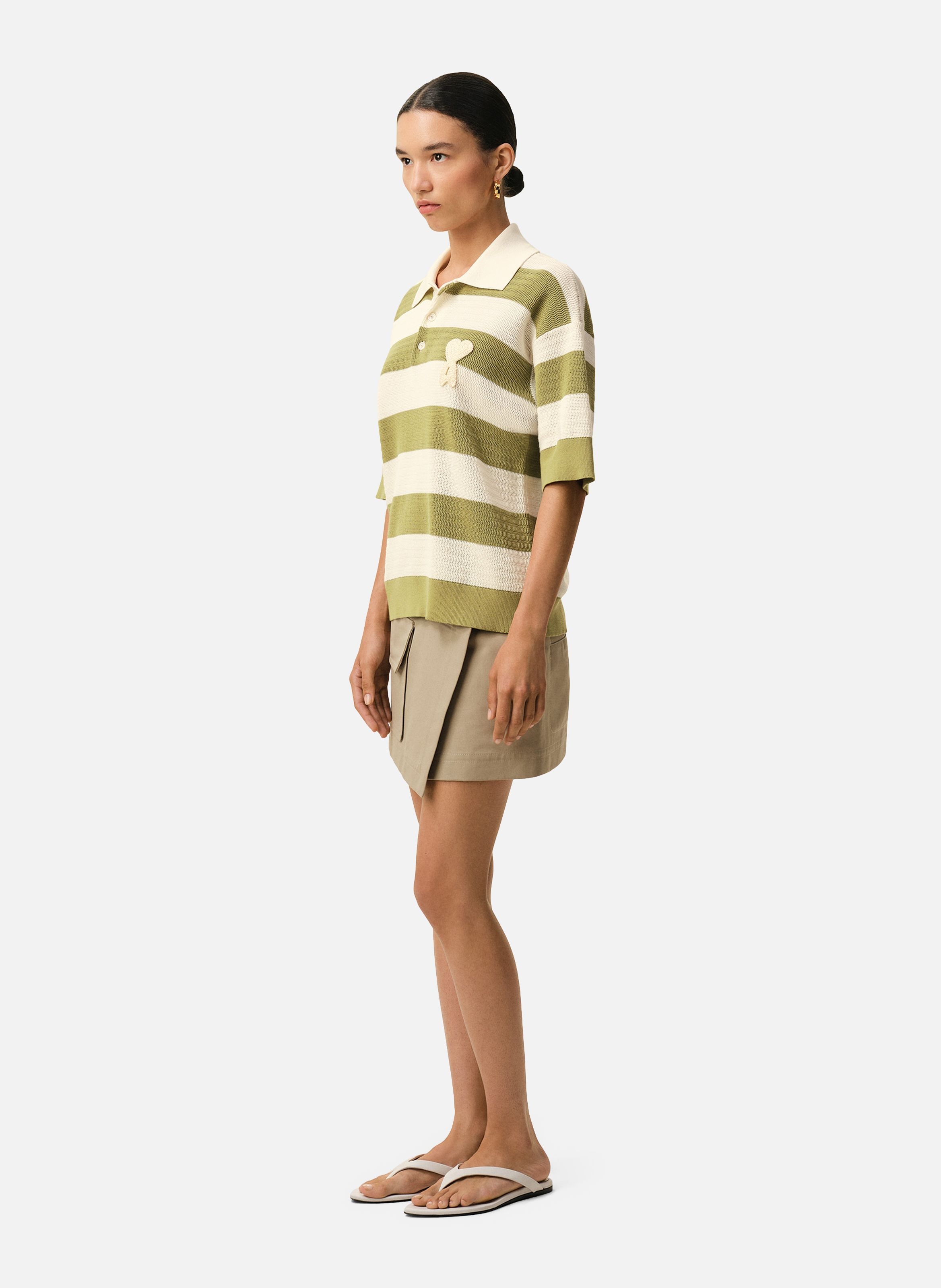 Polo manches courtes avec patch ami de coeur AMI PARIS Blanc