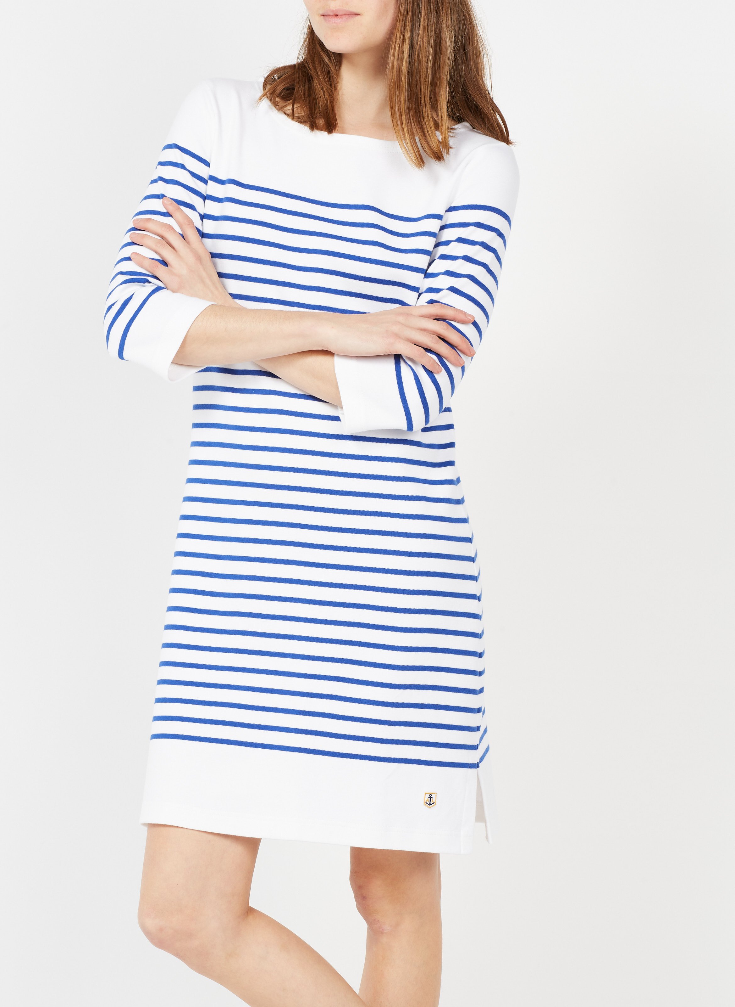 Robe col rond en coton rayé ARMOR-LUX Blanc