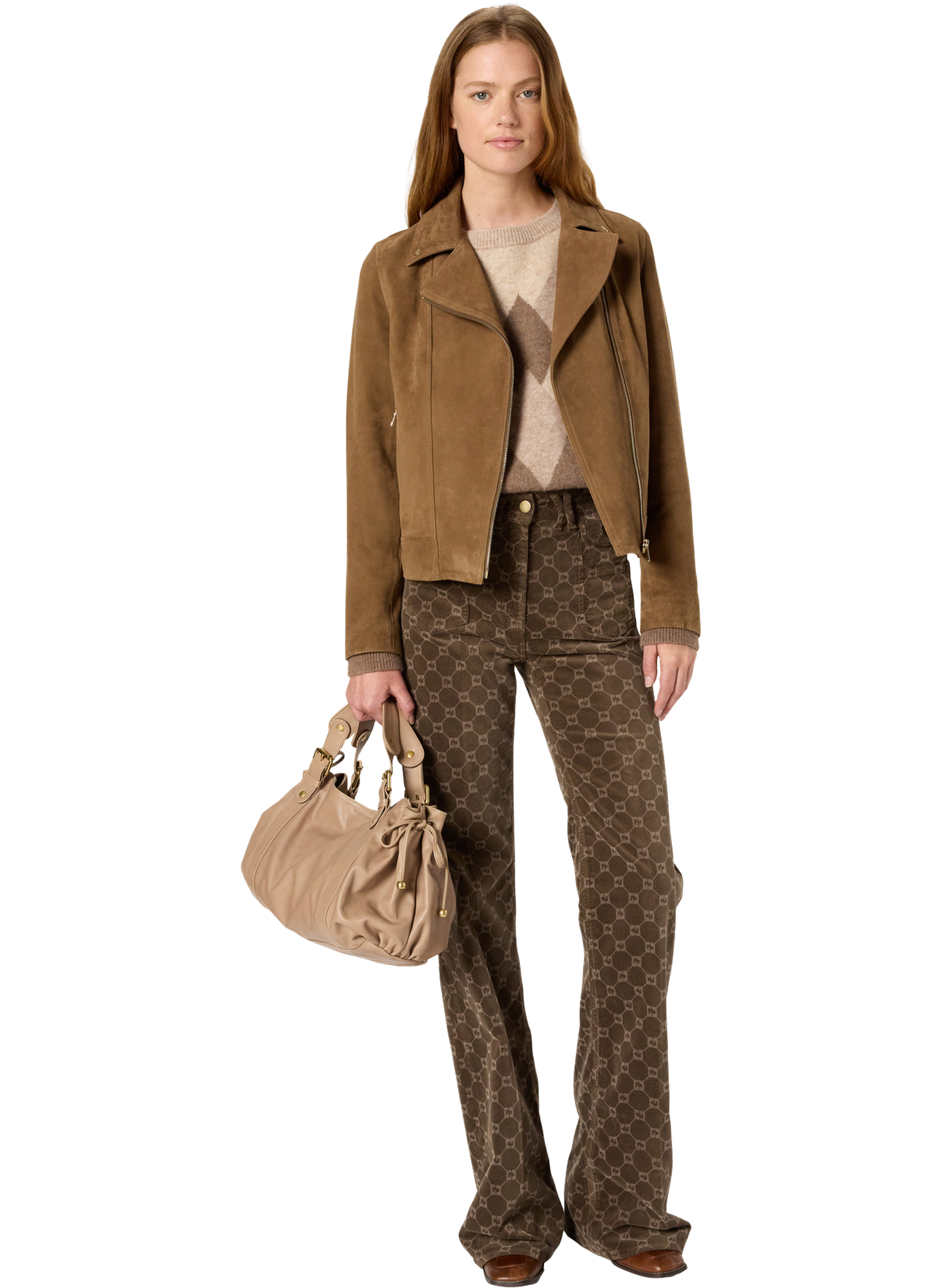 Veste en cuir velours - nelly GERARD DAREL Marron