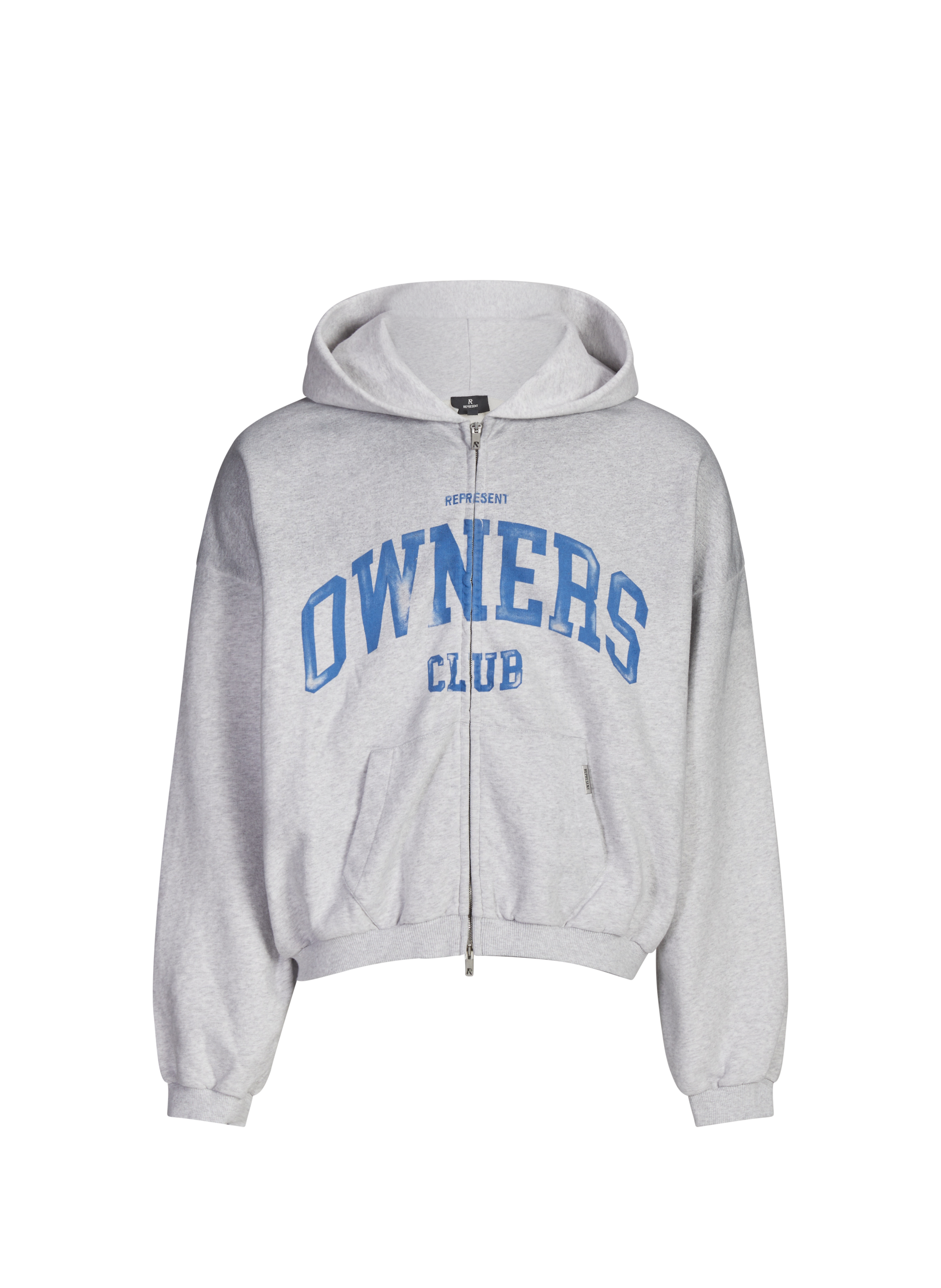 Sweat oversize zippé à capuche en coton REPRESENT Gris