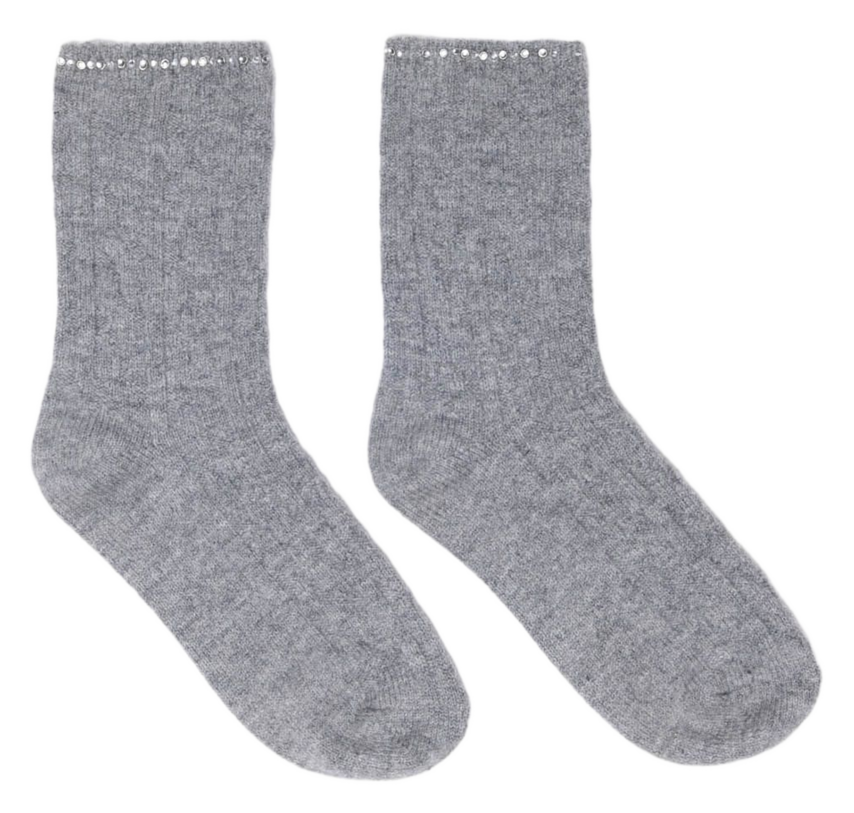 Chaussettes hautes brodées en laine mélangée MAJE Gris