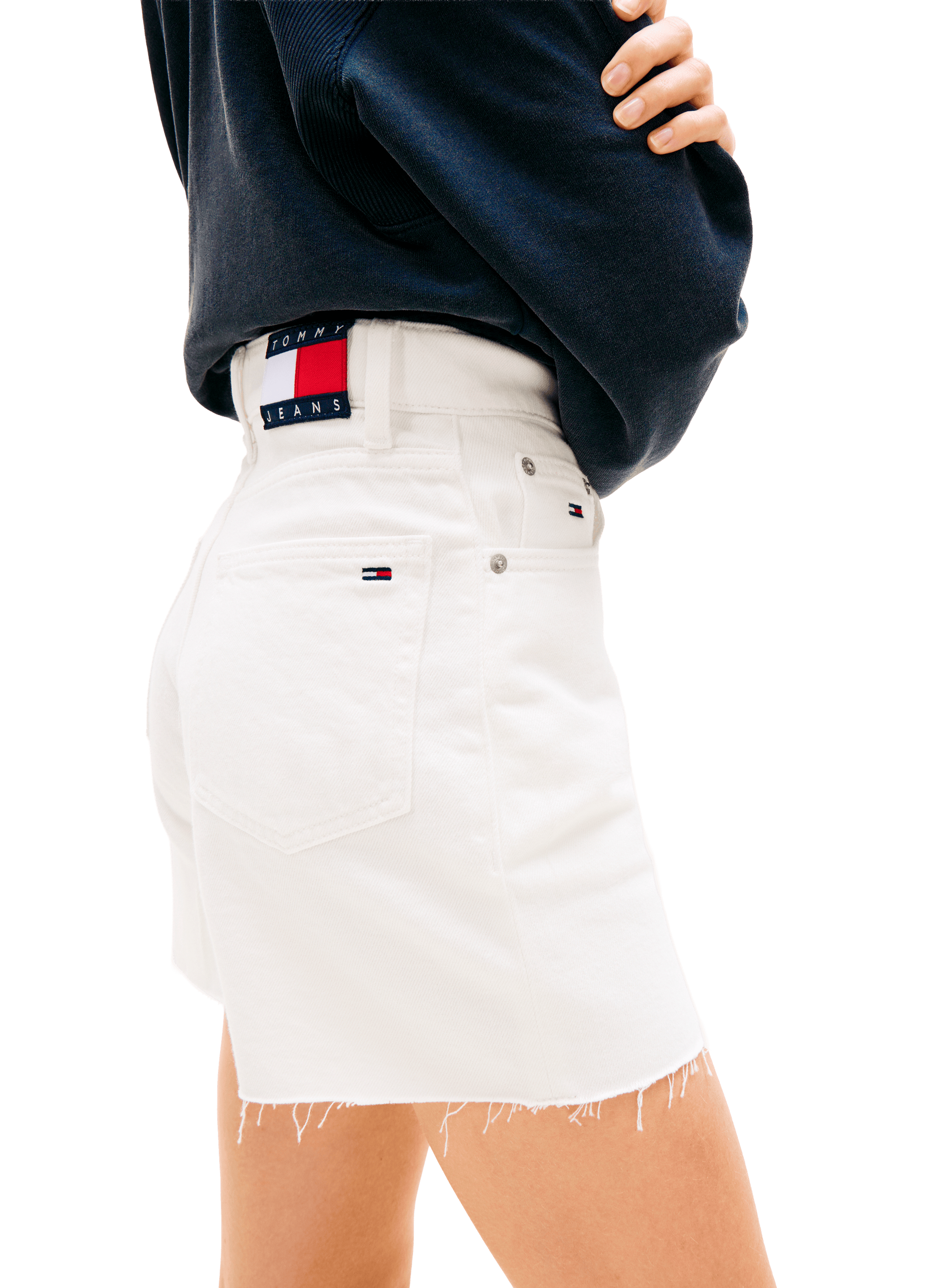 Short court droit en coton mélangé TOMMY HILFIGER Beige