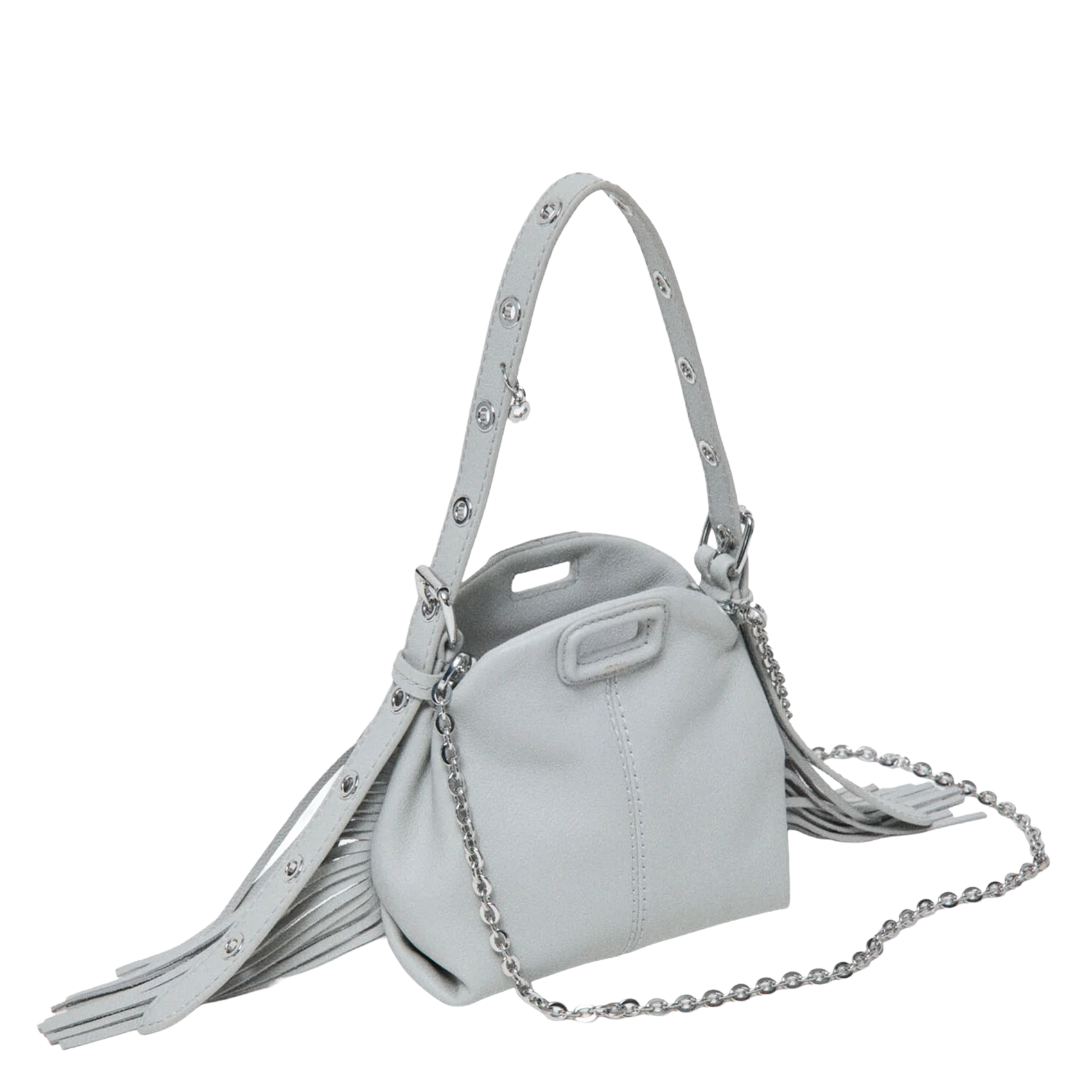 Sac porté épaule en cuir miss m MAJE Gris