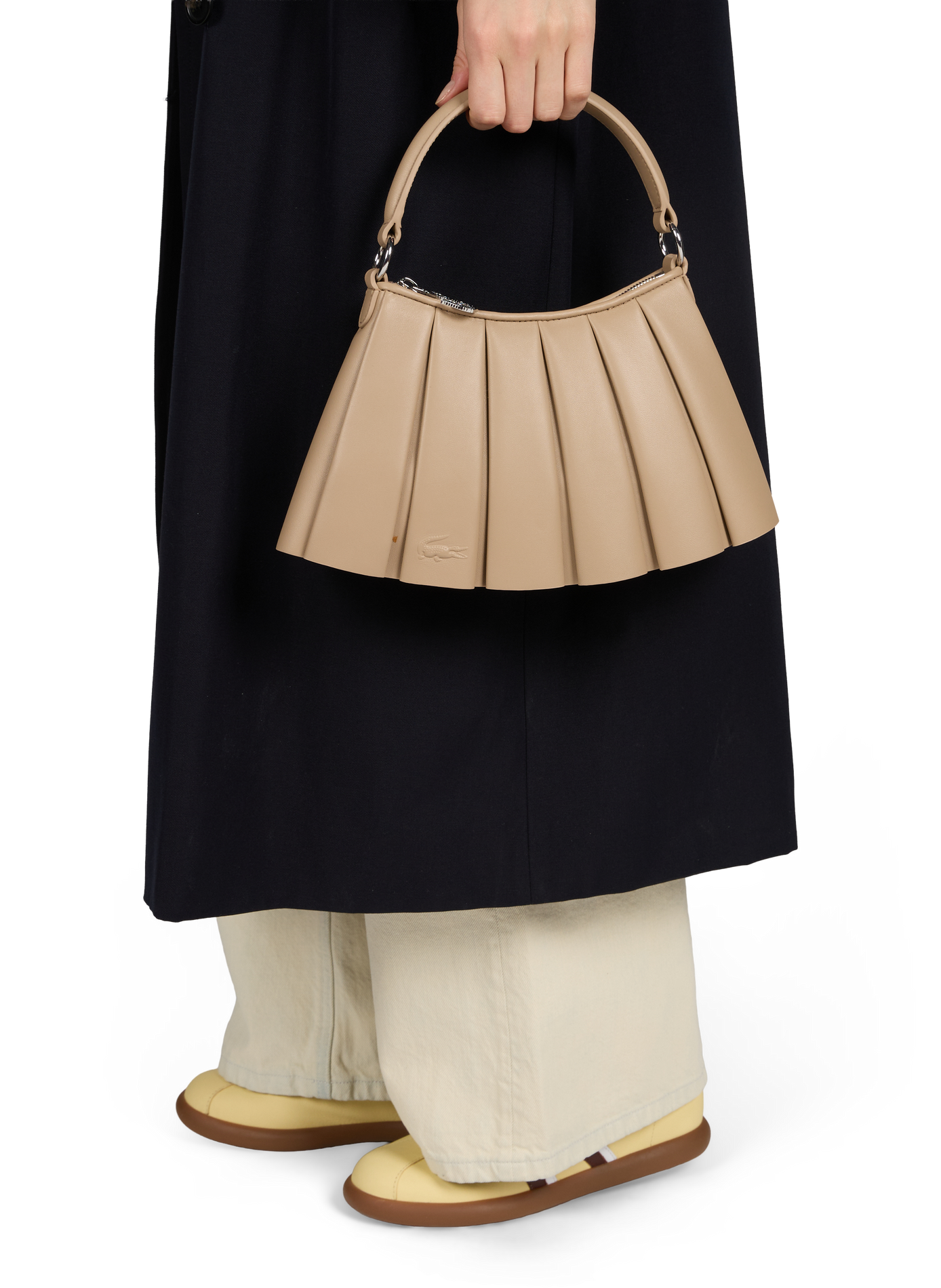 Petit sac Lenglen plissé en cuir LACOSTE Noir