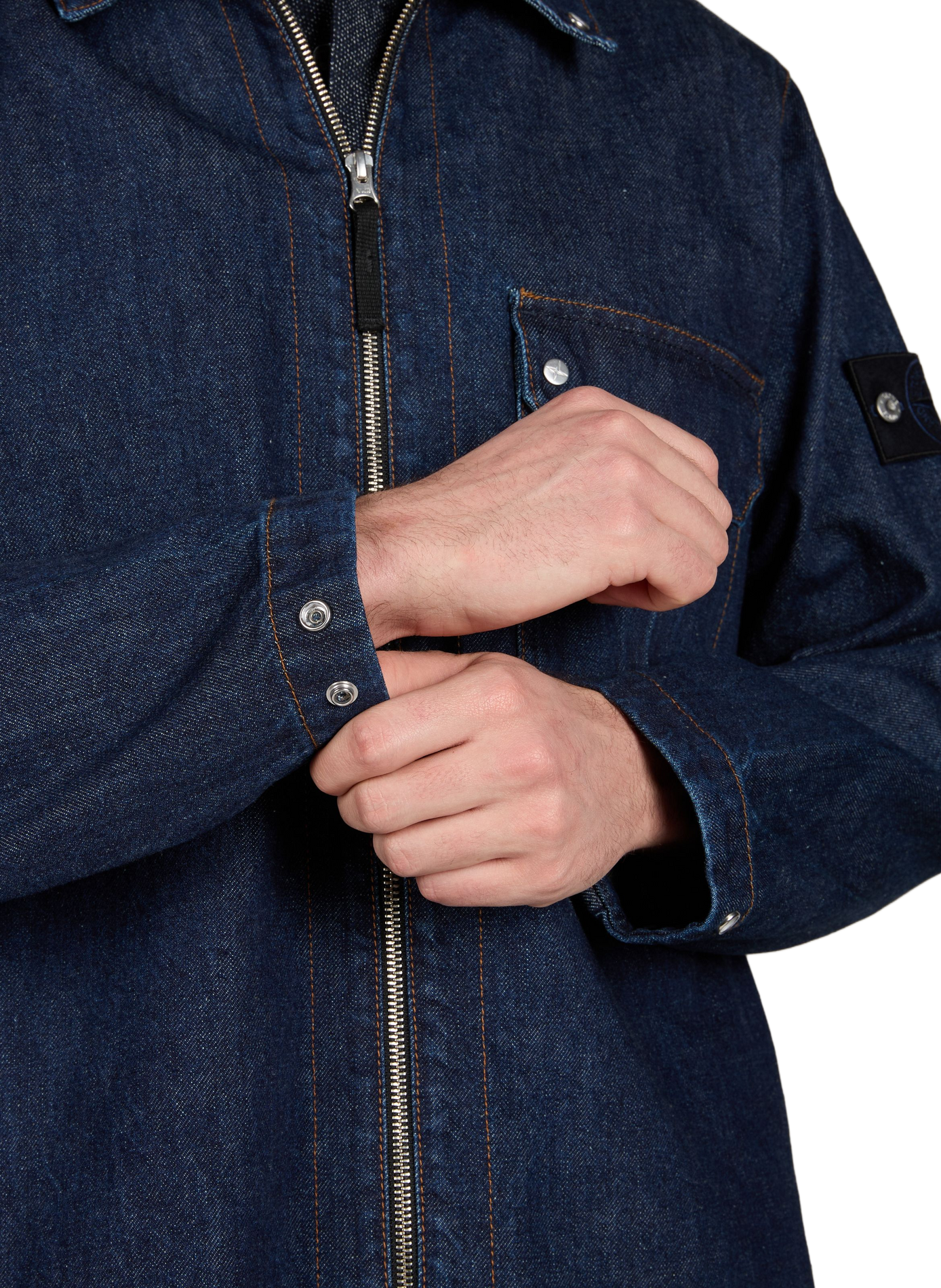 Denim cotton overshirt STONE ISLAND Blue