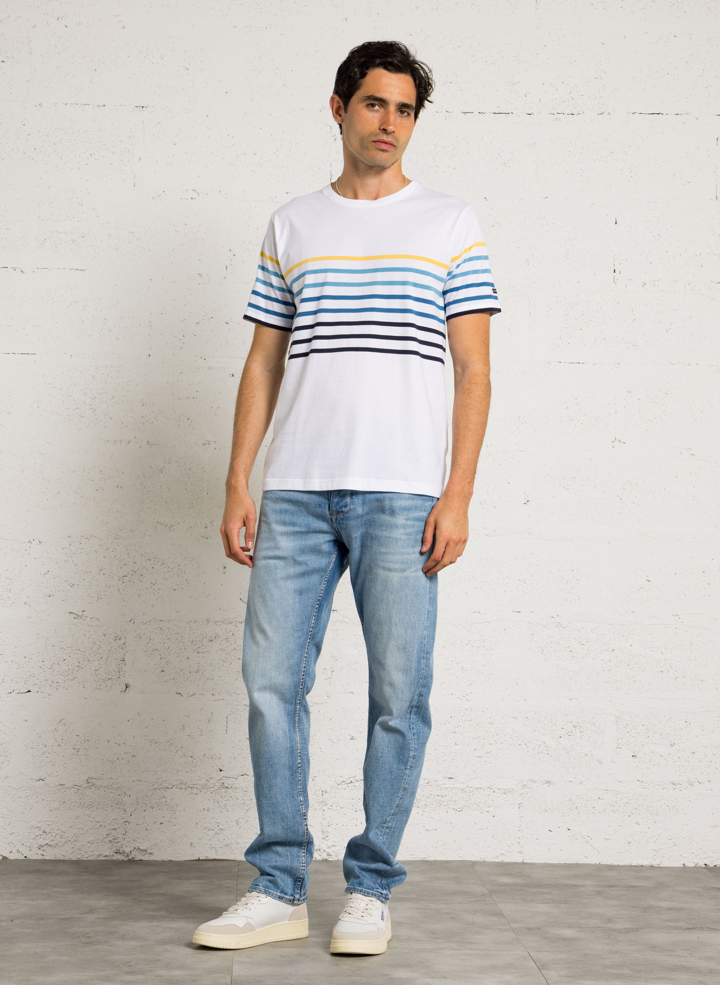 Tee-shirt droit col rond en coton ARMOR-LUX Blanc