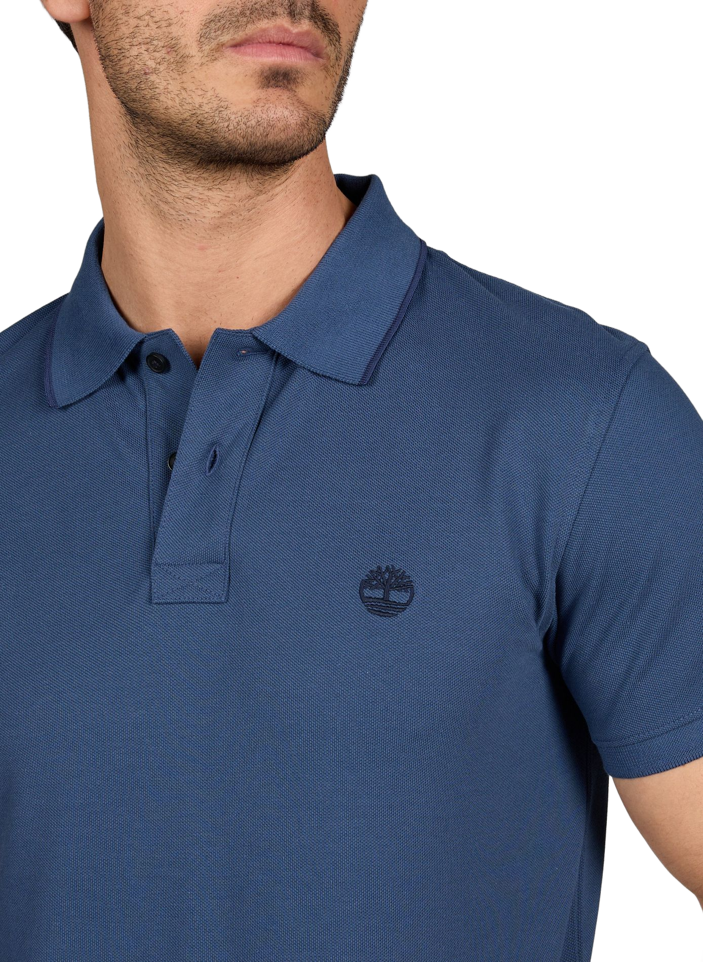 Solid short-sleeve straight fit polo TIMBERLAND Blue