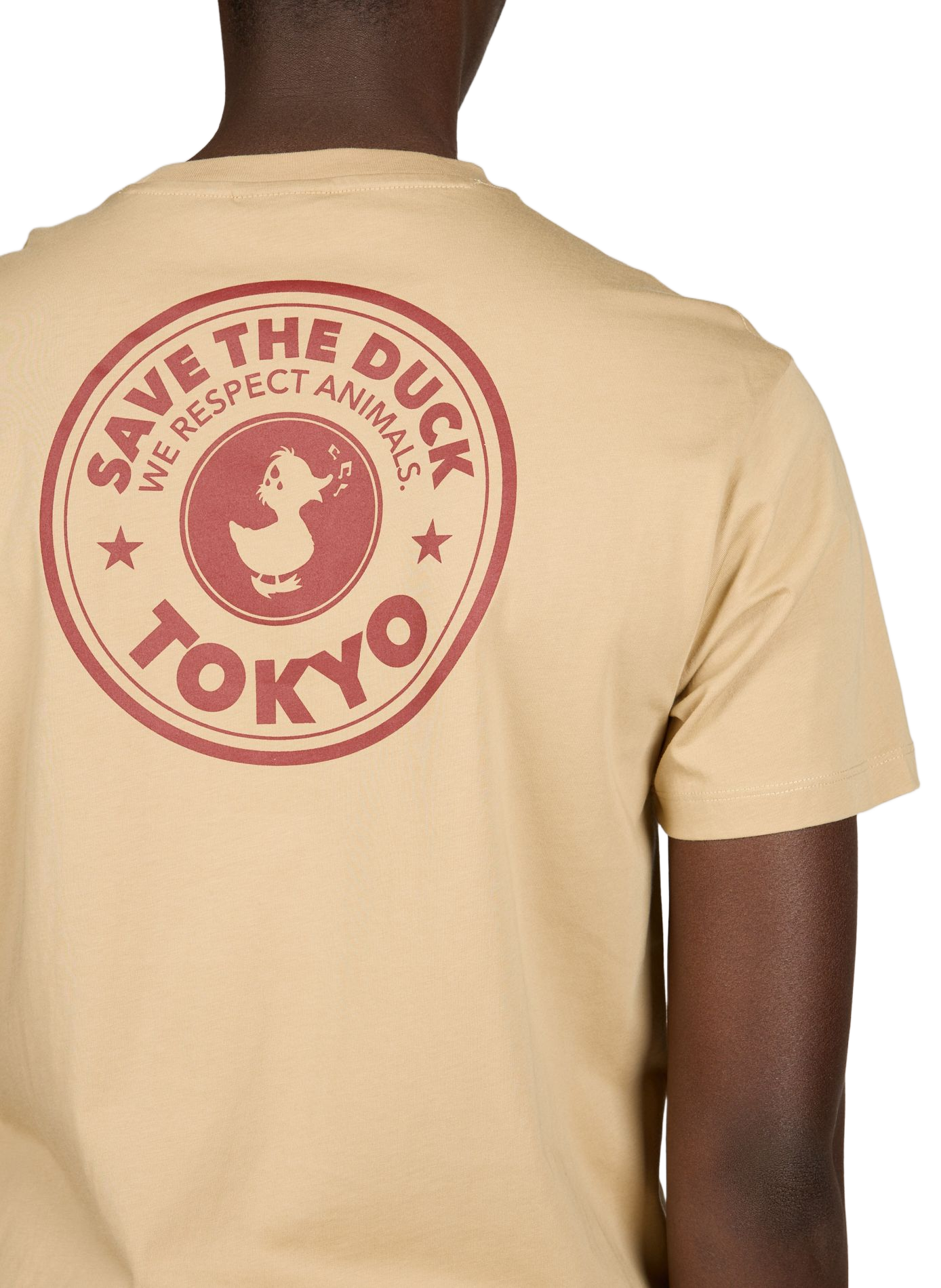 Tee-shirt col rond en coton SAVE THE DUCK Beige