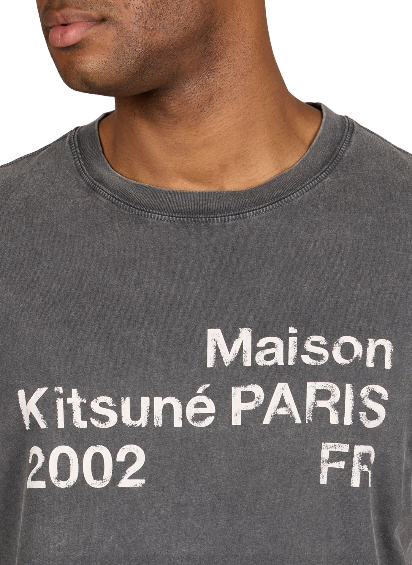 Round-neck cotton brand T-shirt MAISON KITSUNÉ Black