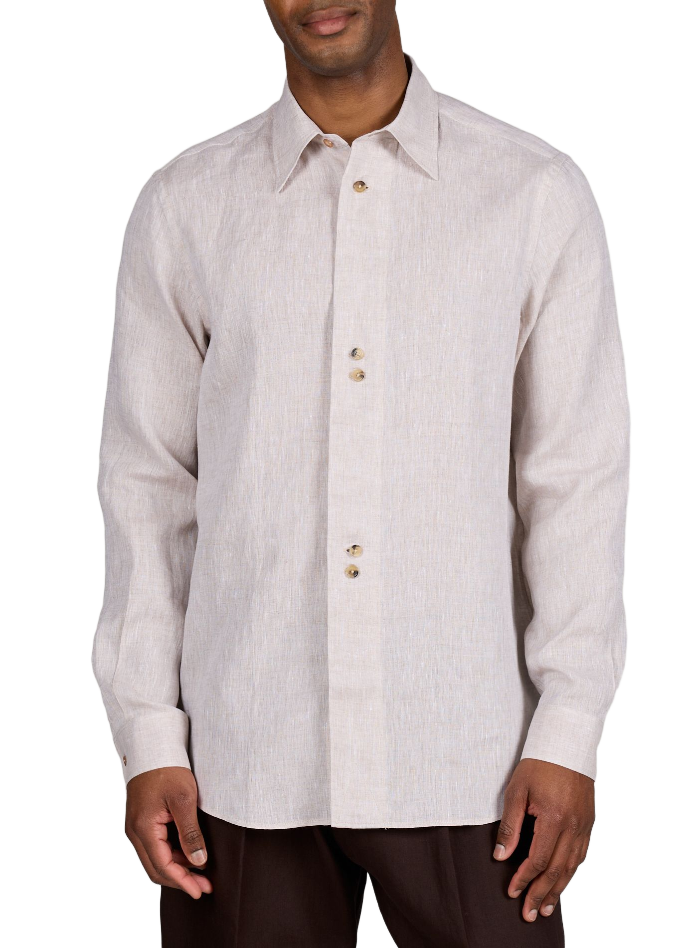 Straight long-sleeved linen shirt PAUL SMITH Beige