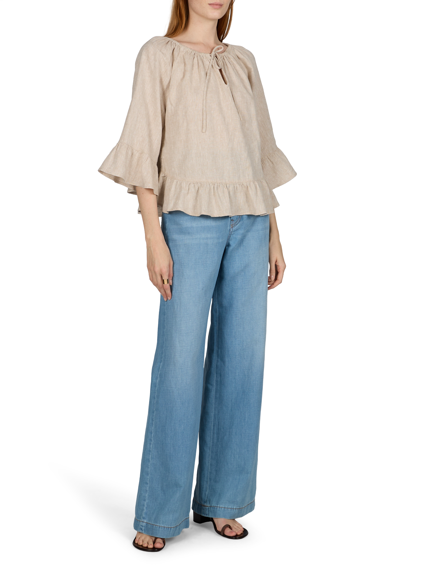 Linen blend Viana Ginia top MSCH Beige