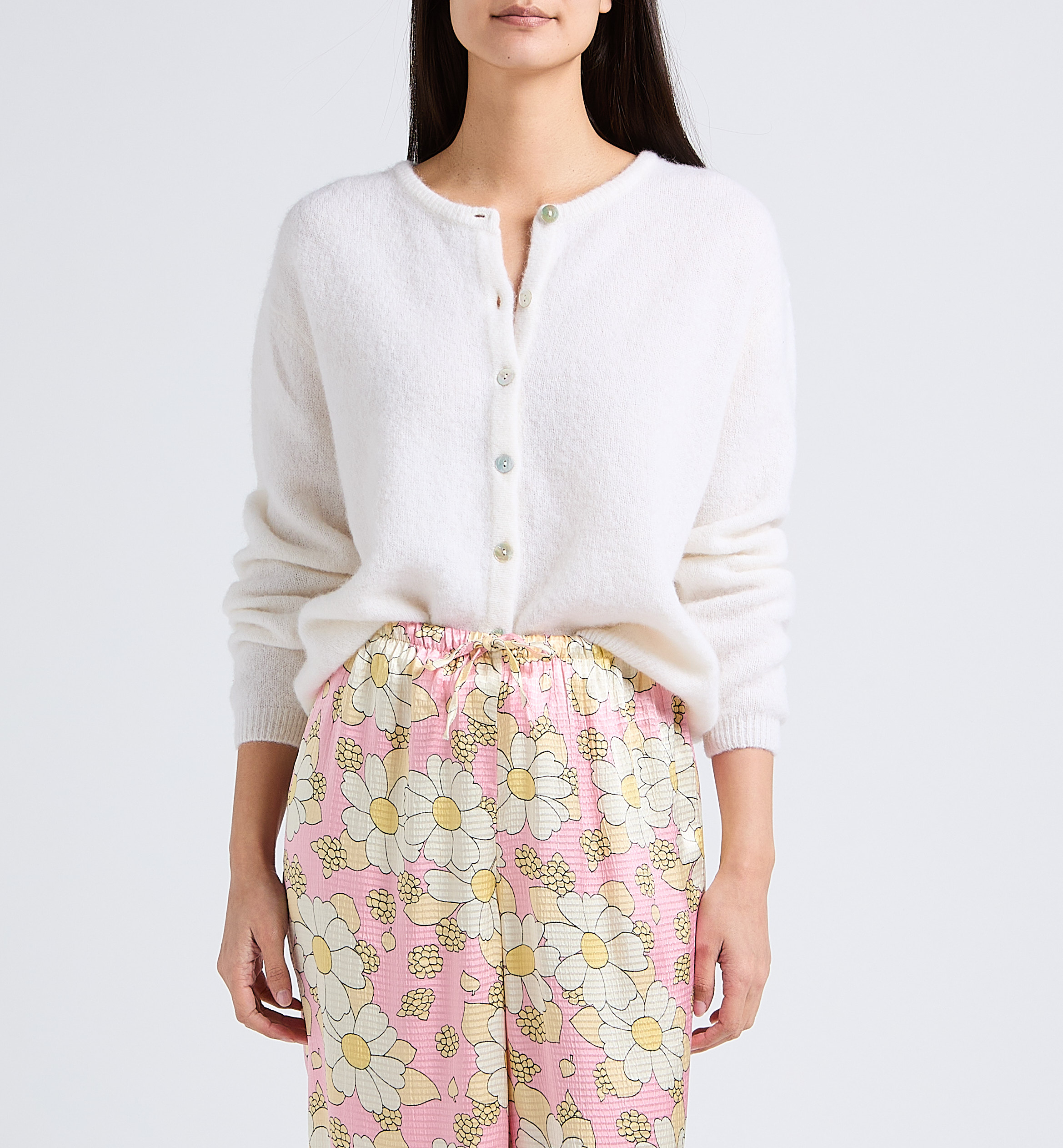 Gilet ample col rond en laine mélangée vitow AMERICAN VINTAGE Blanc