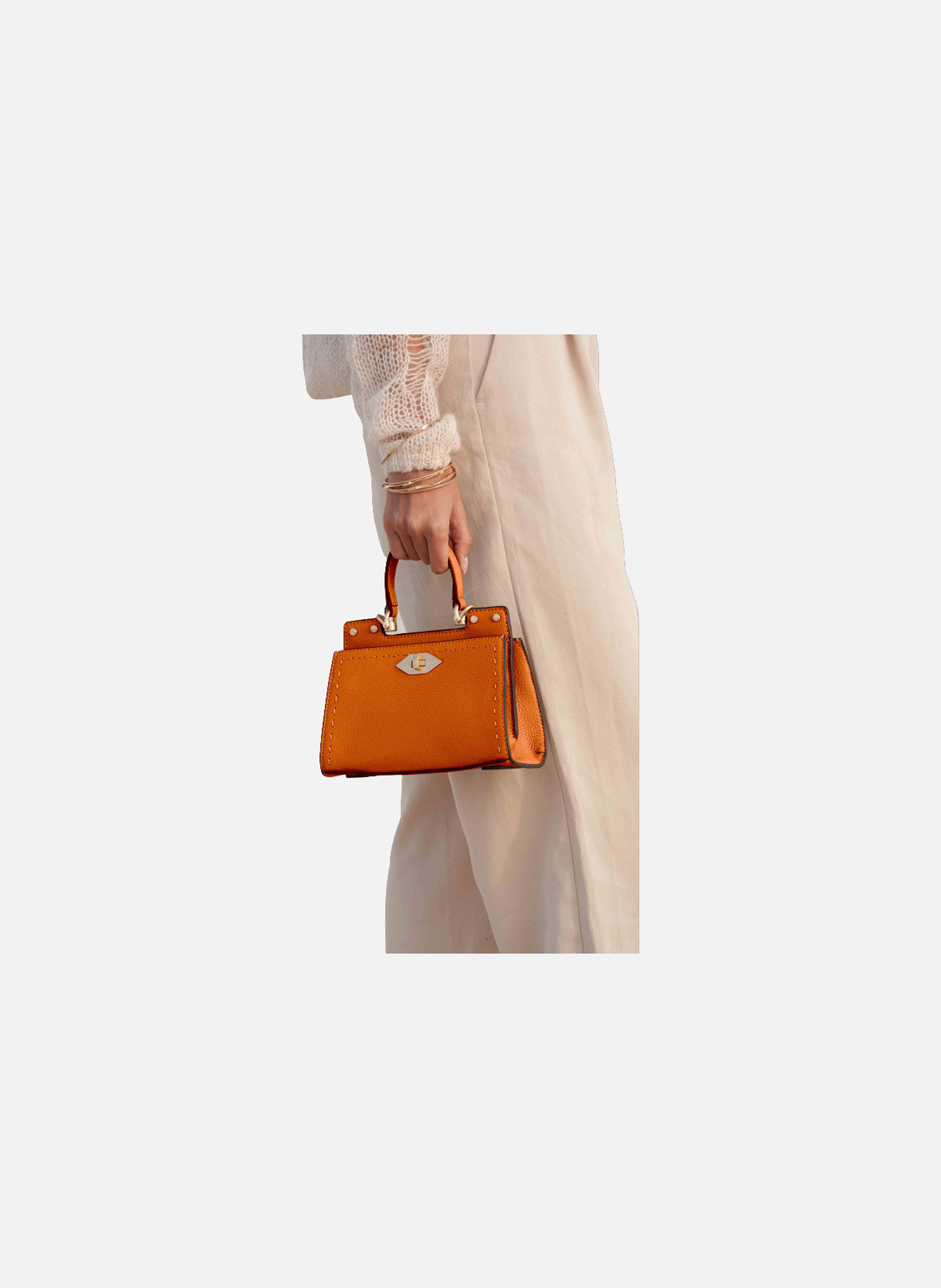 Trianon | sac à main micro en cuir de vachette POURCHET Orange
