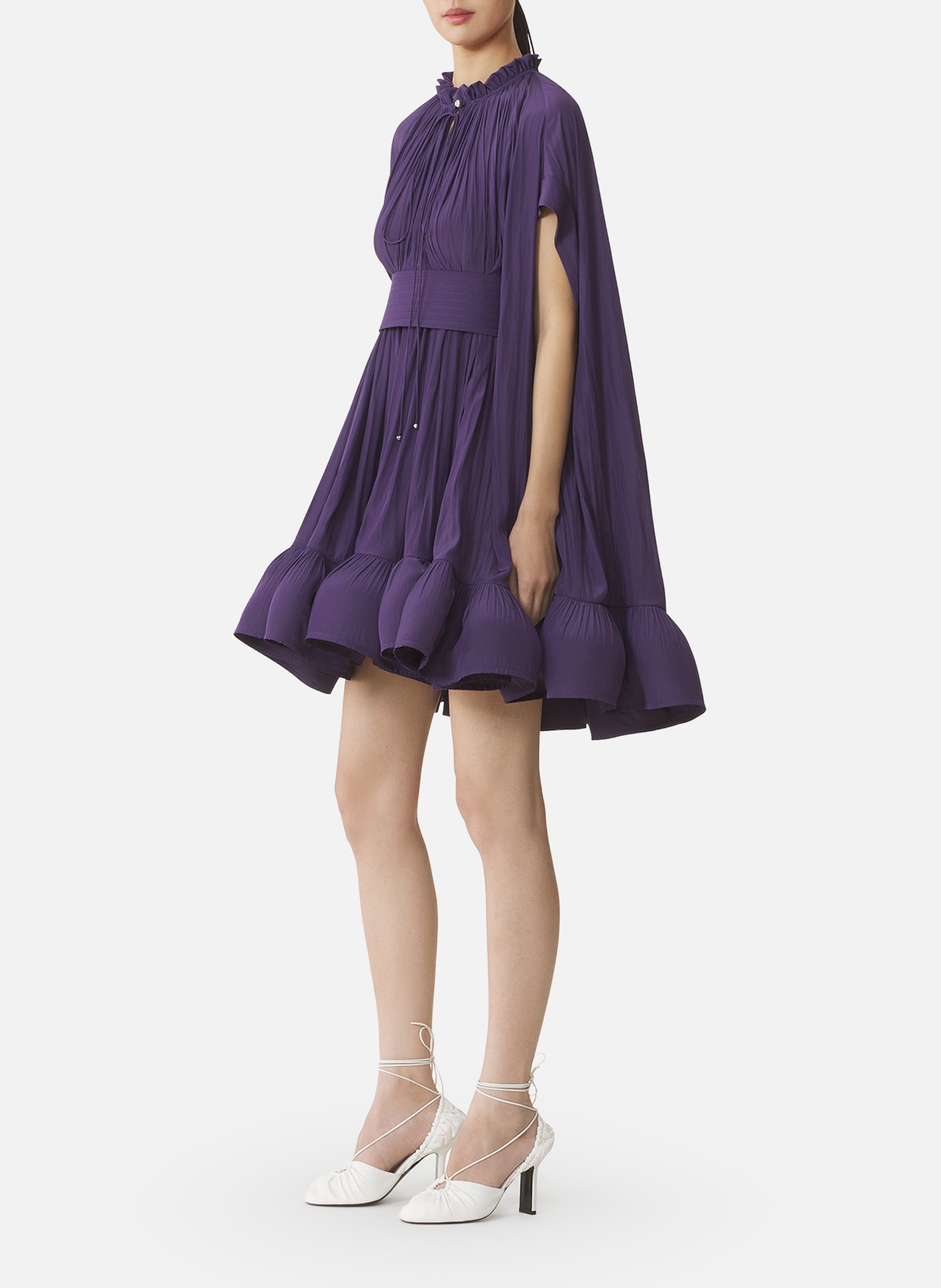 Robe courte en charmeuse LANVIN Violet