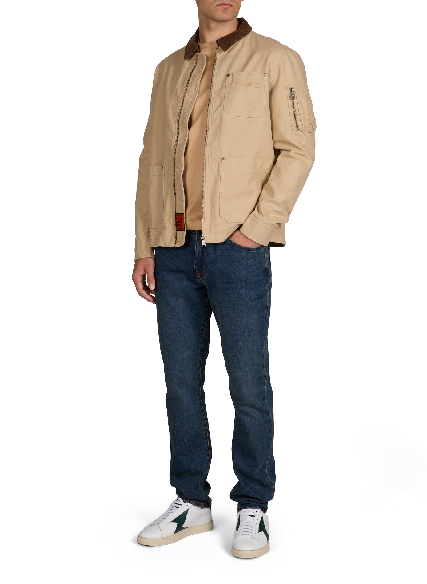 Veste col classique velours côtelé en coton BOMBERS ORIGINAL Beige