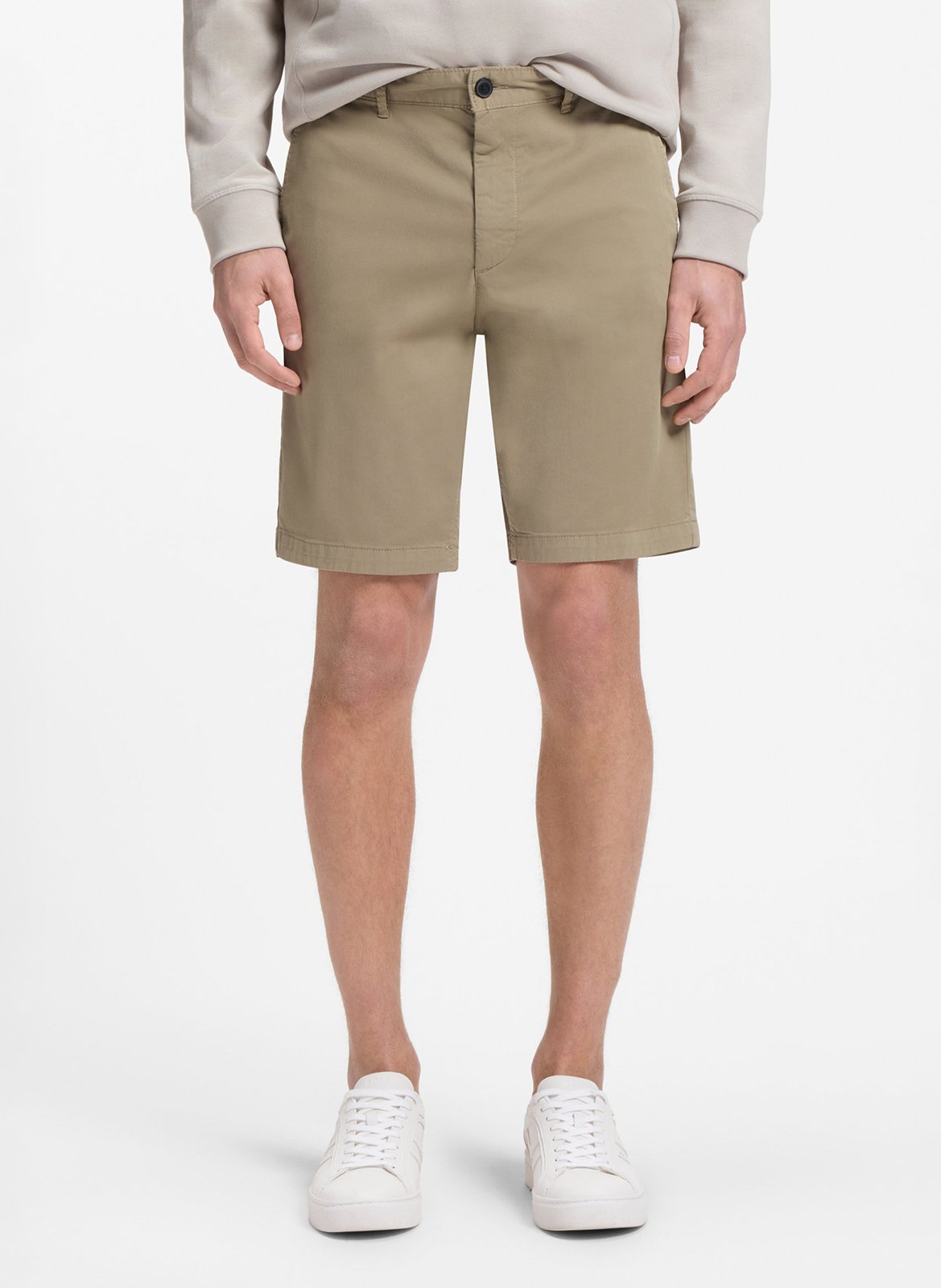 Short droit en coton mélangé  Brun chine