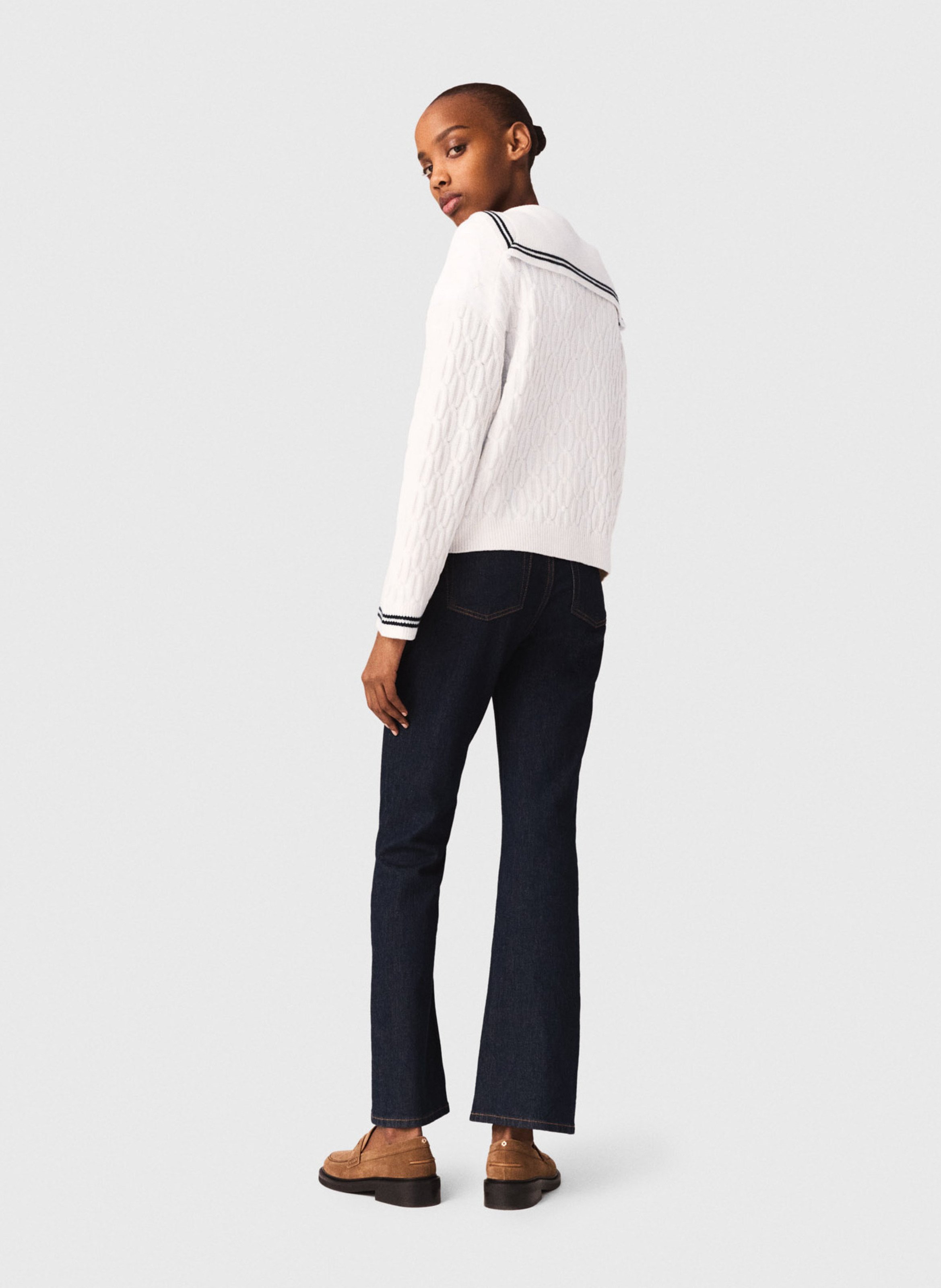 Jean droit taille haute MAJE Bleu
