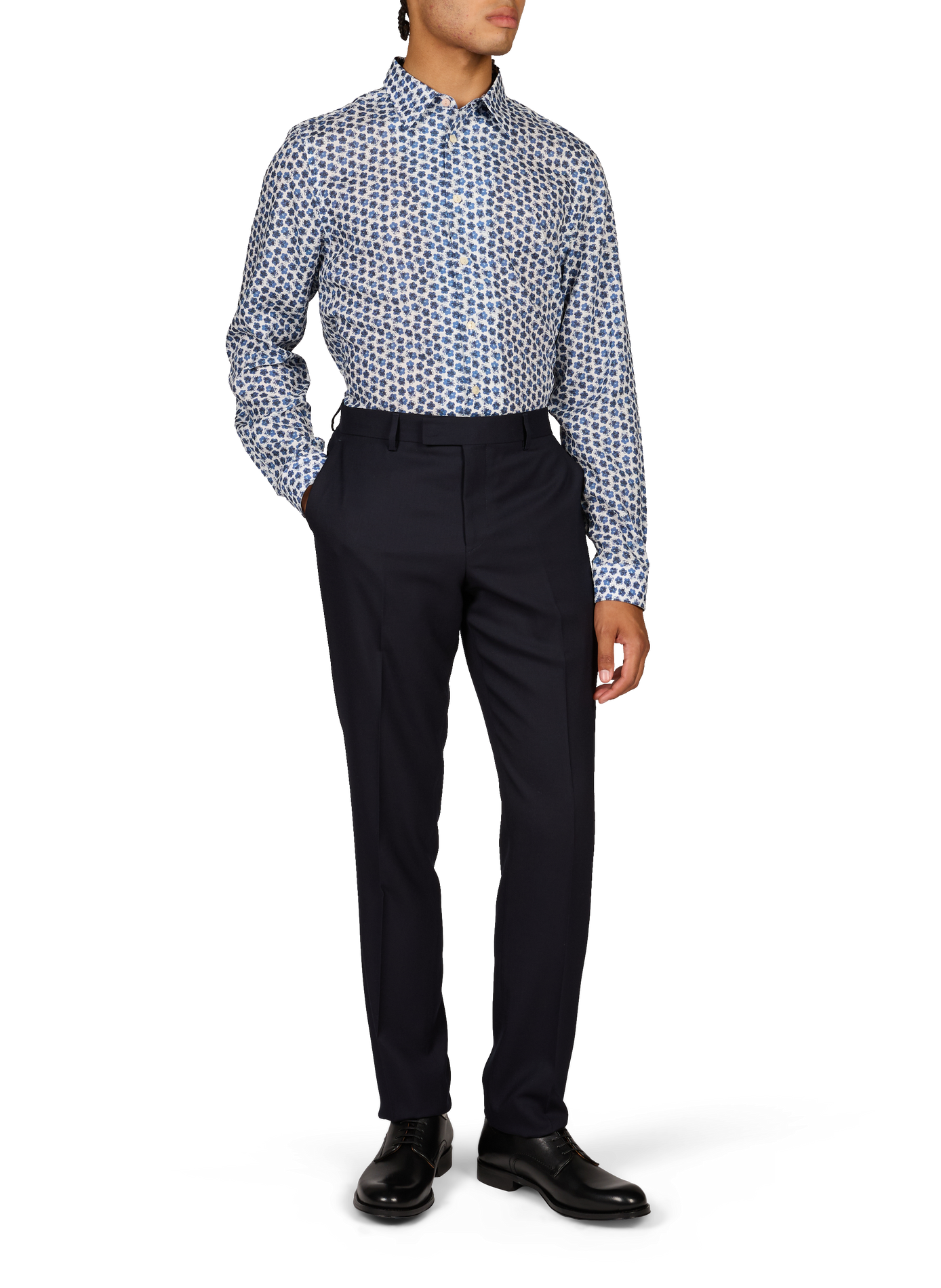 Chemise droite à motif fleuri PAUL SMITH Bleu